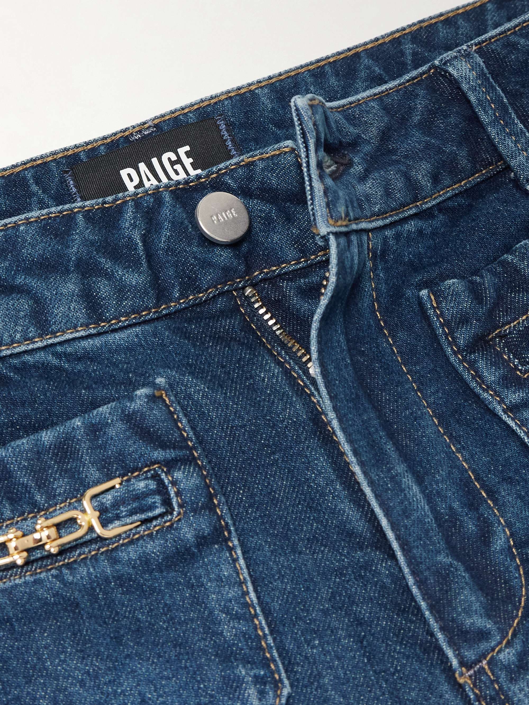 Leenah chain-embellished high-rise straight-leg jeans view