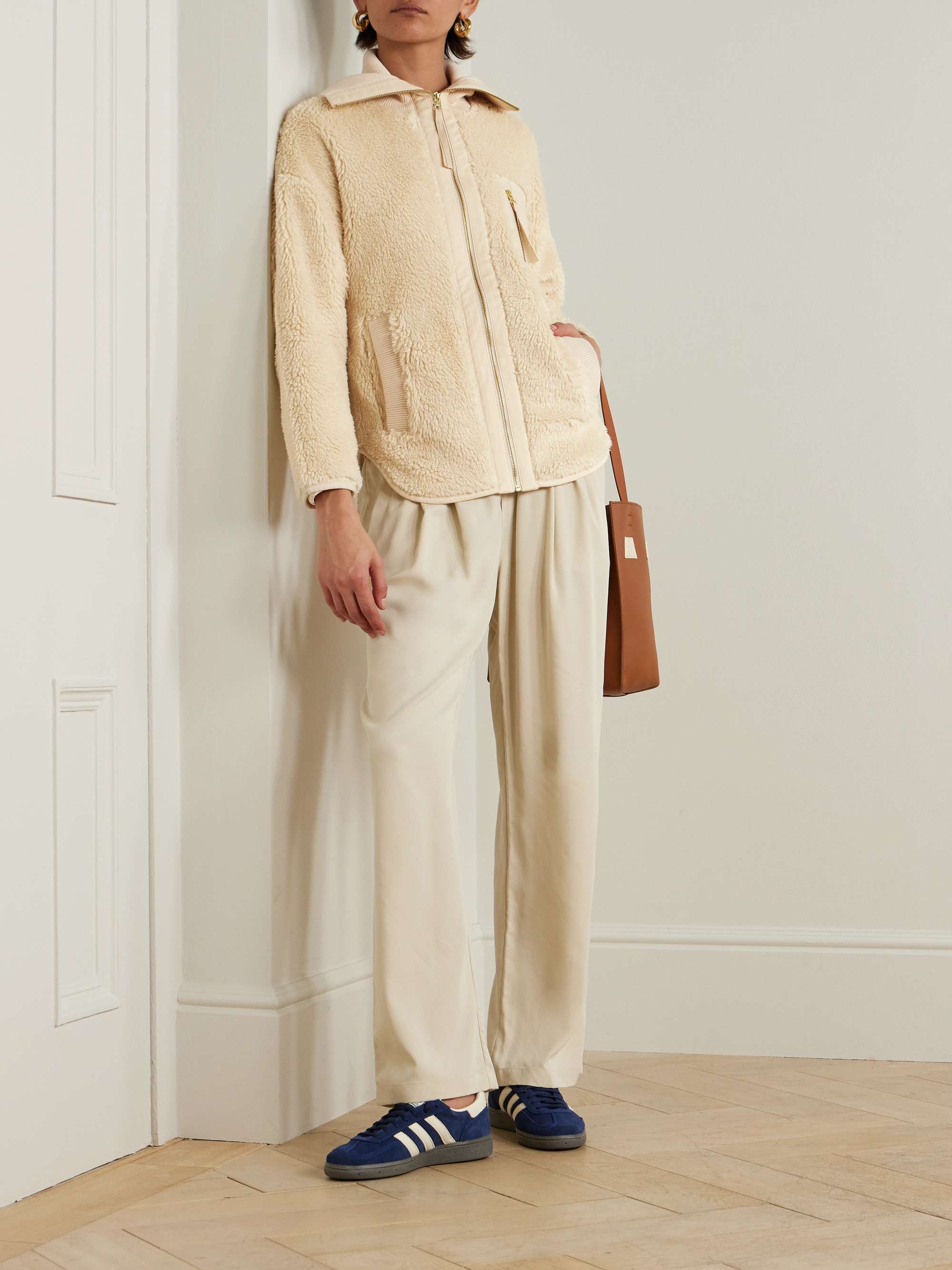 Myla twill-trimmed faux shearling jacket view