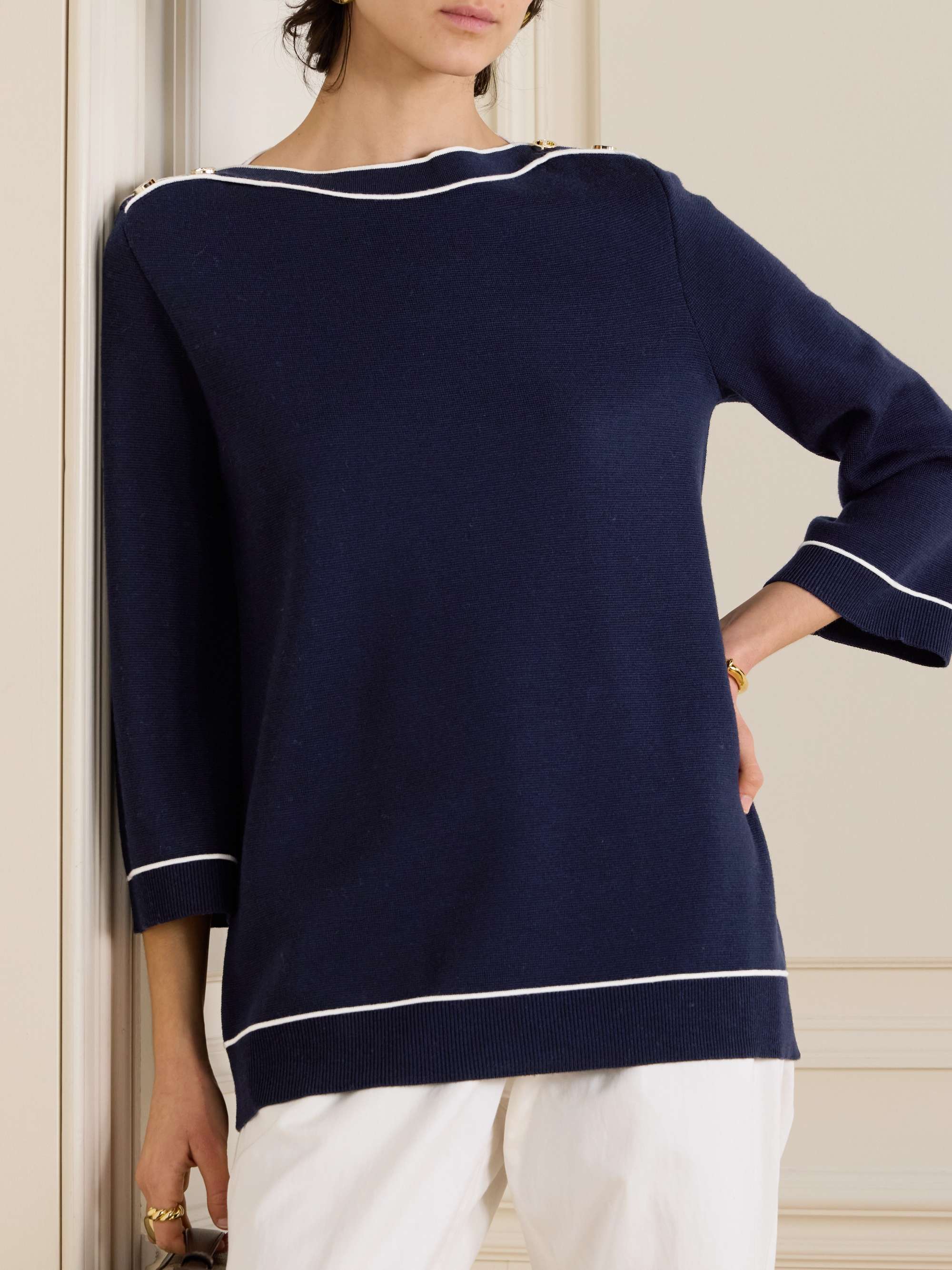 Piped wool sweater view