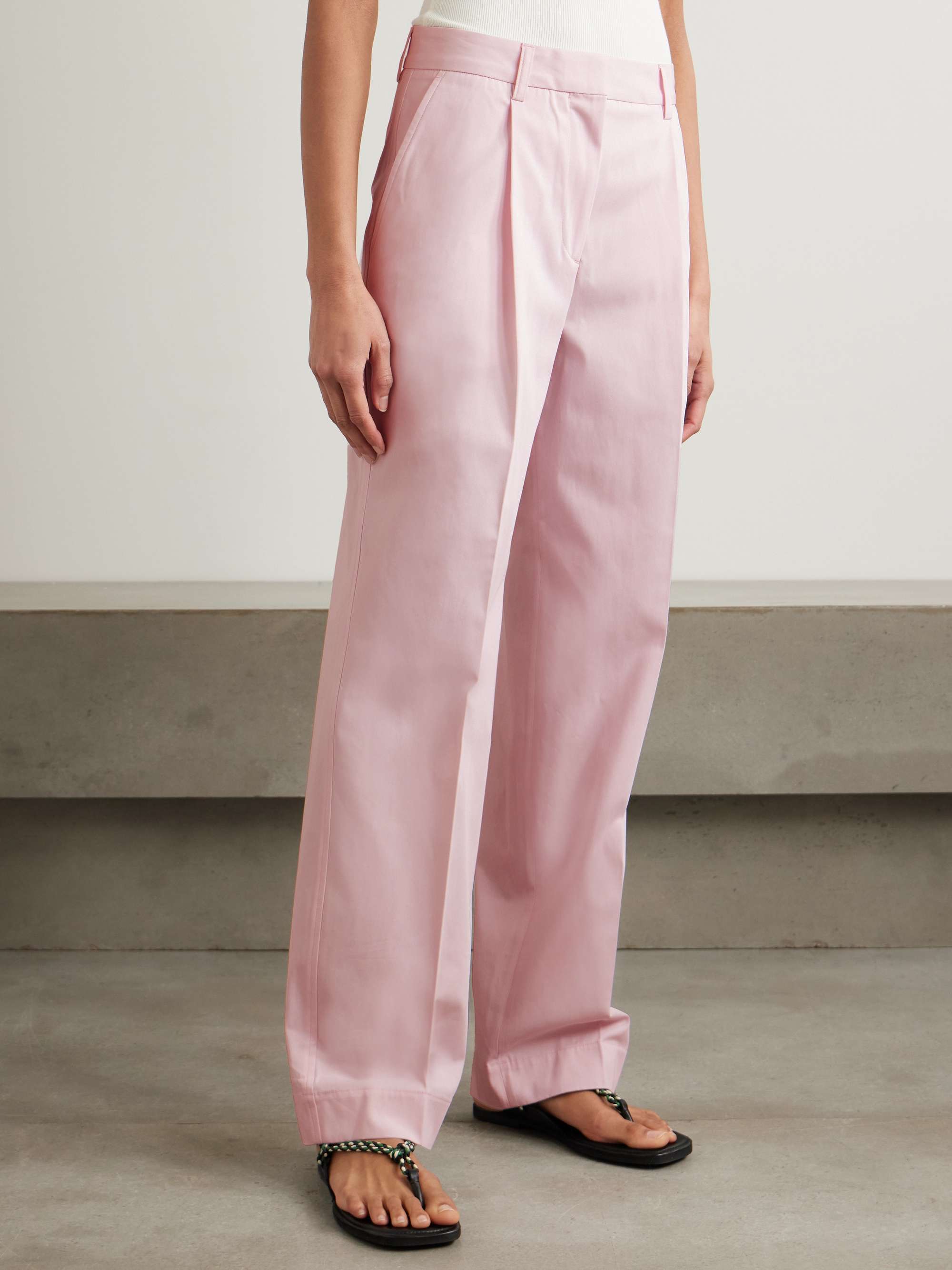 Pleated cotton wide-leg pants view