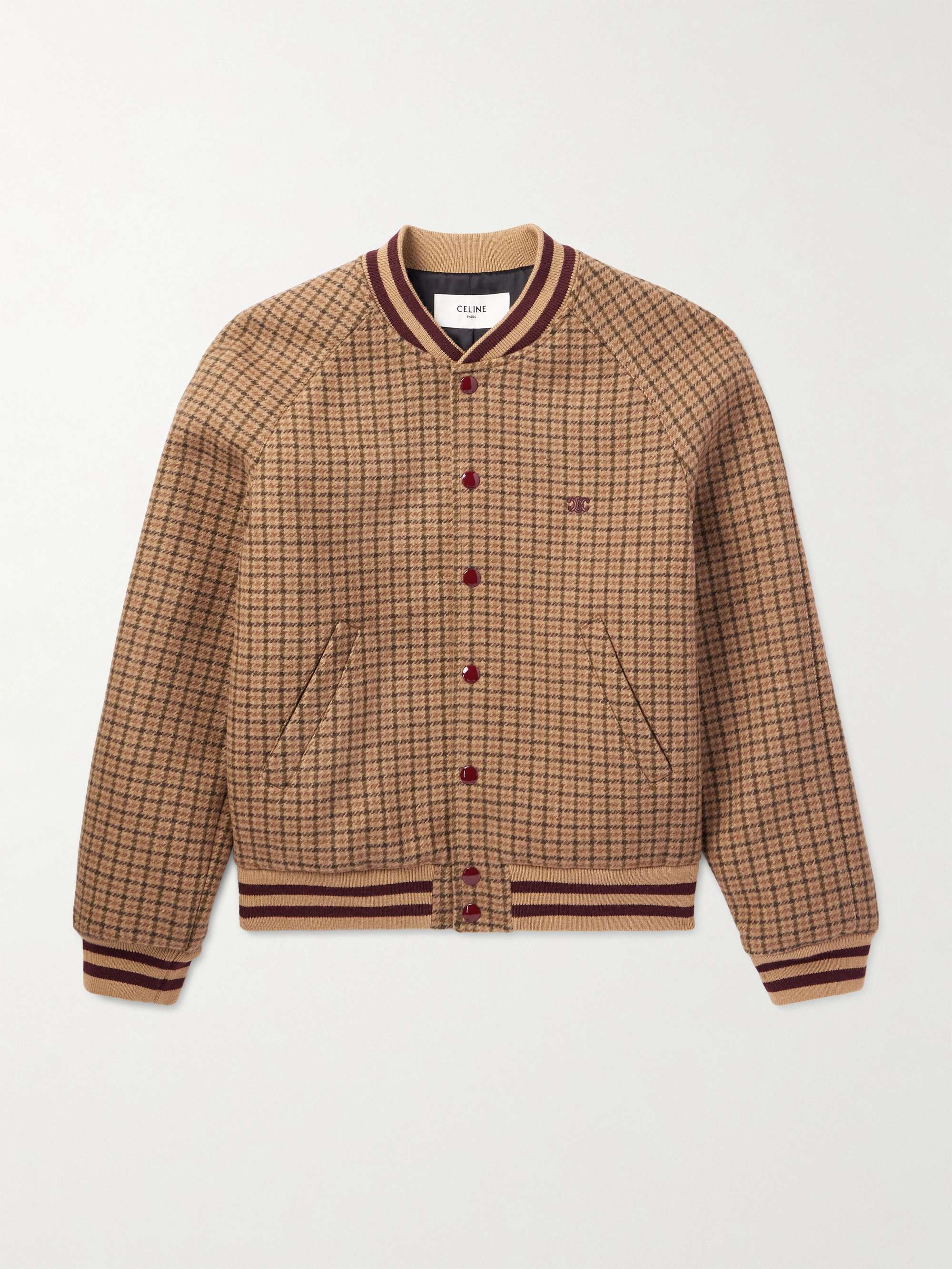 Logo-Embroidered Checked Wool Bomber Jacket hero visual