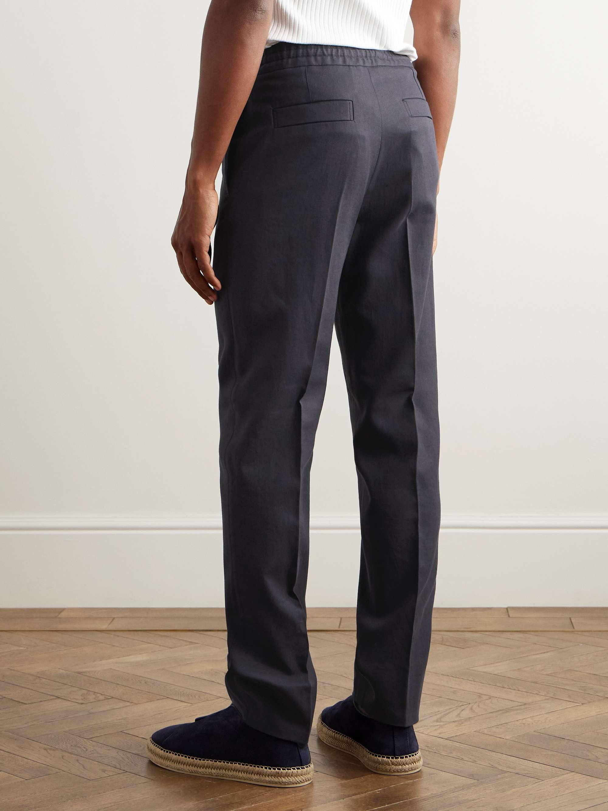 Straight-Leg Linen-Twill Trousers view