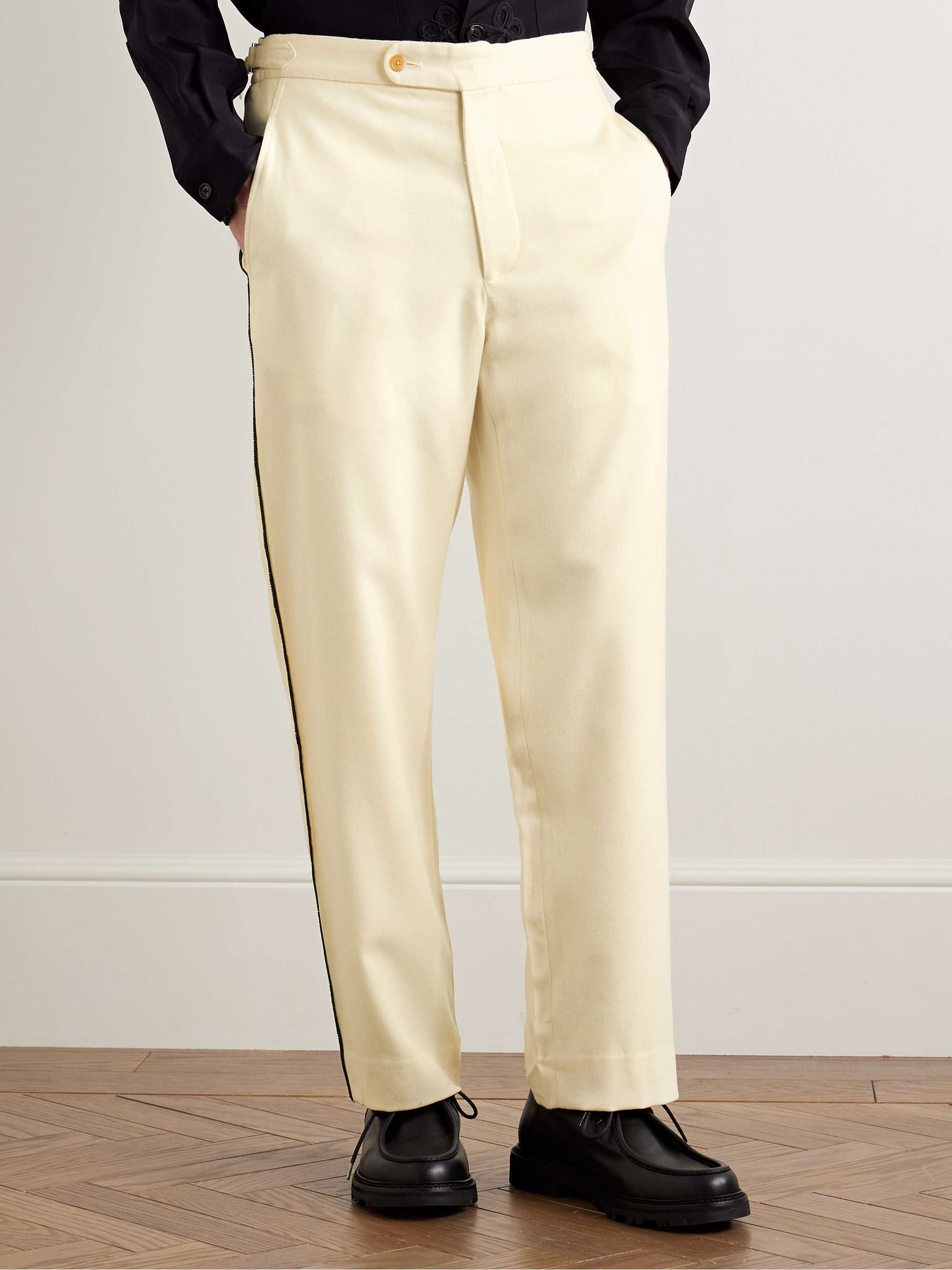 Player Straight-Leg Bead-Embellished Felted Wool-Blend Twill Trousers view