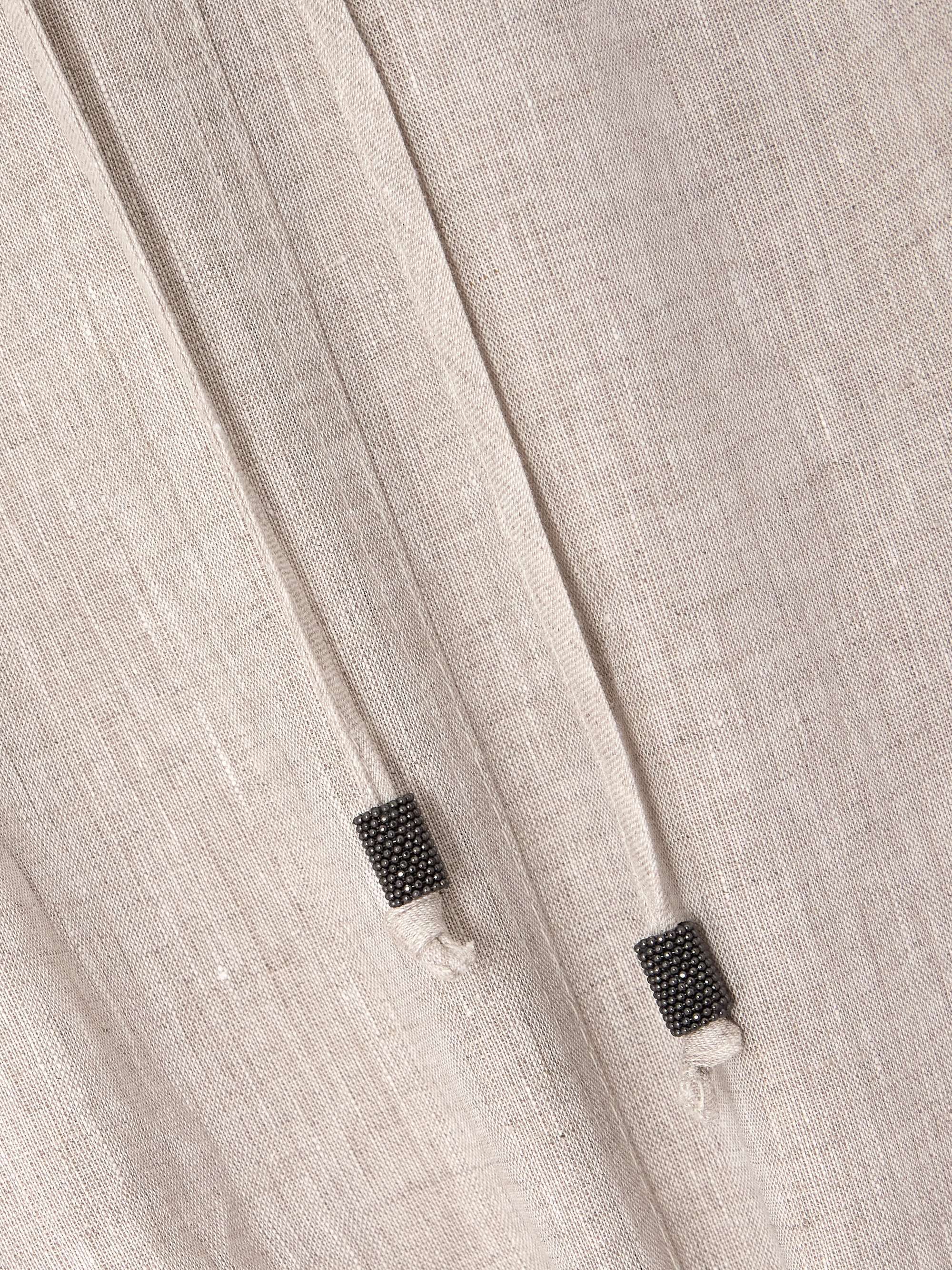 Bead-embellished linen midi skirt view
