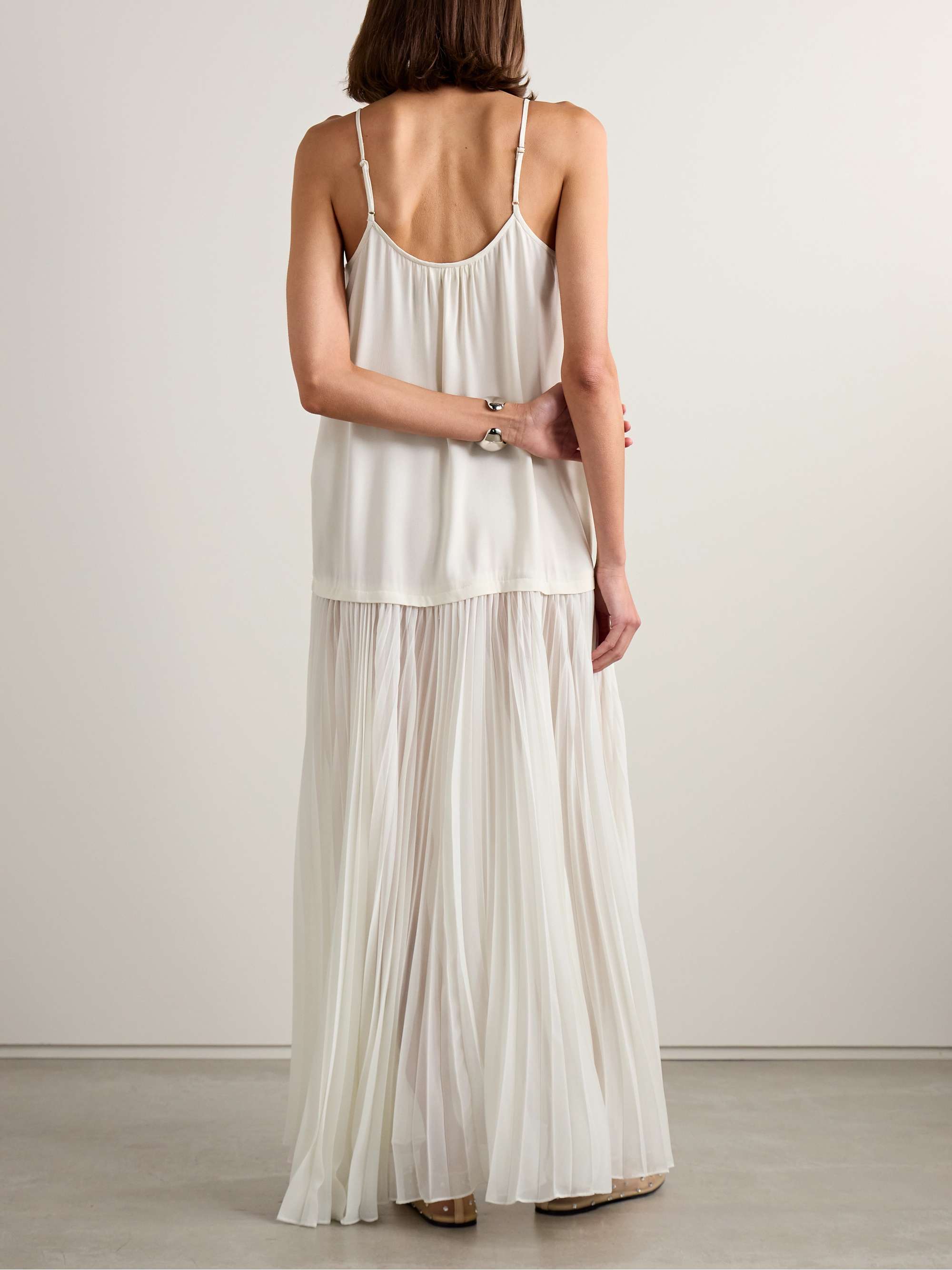 Crepe de chine and plissé-chiffon maxi dress view