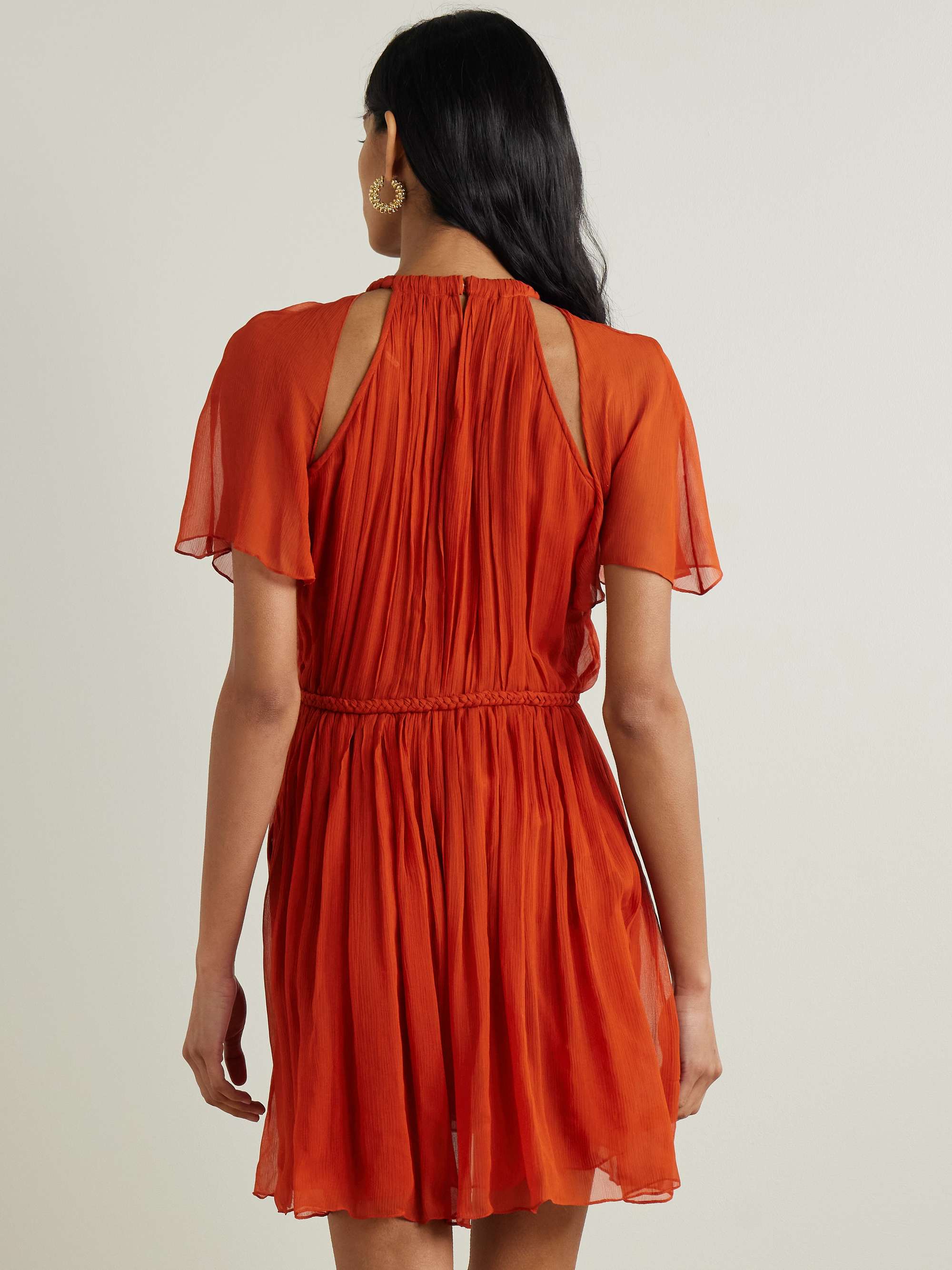 Randalia embellished cutout printed silk-crepon mini dress view