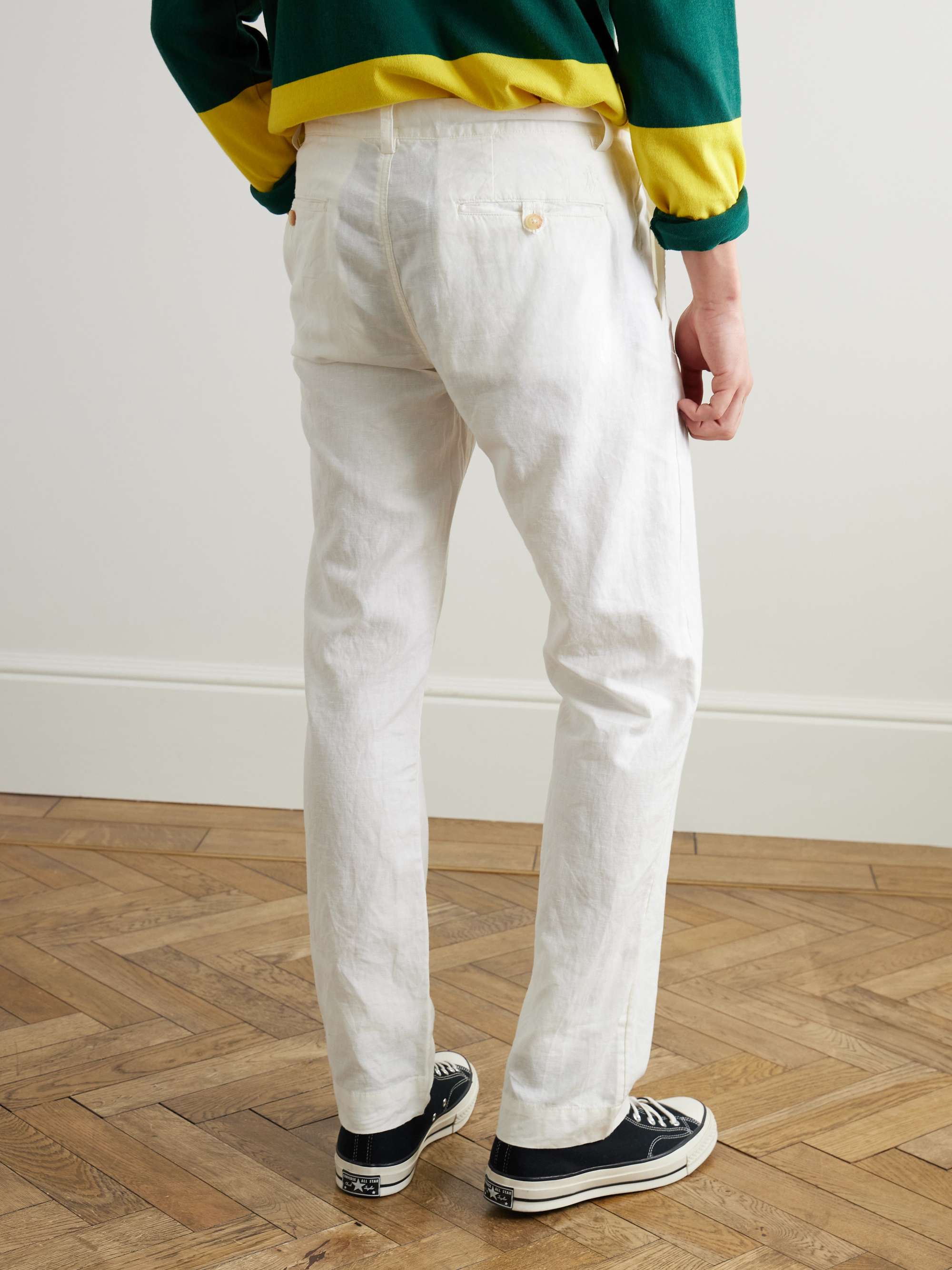 Slim-Fit Straight-Leg Linen and Cotton-Blend Trousers view