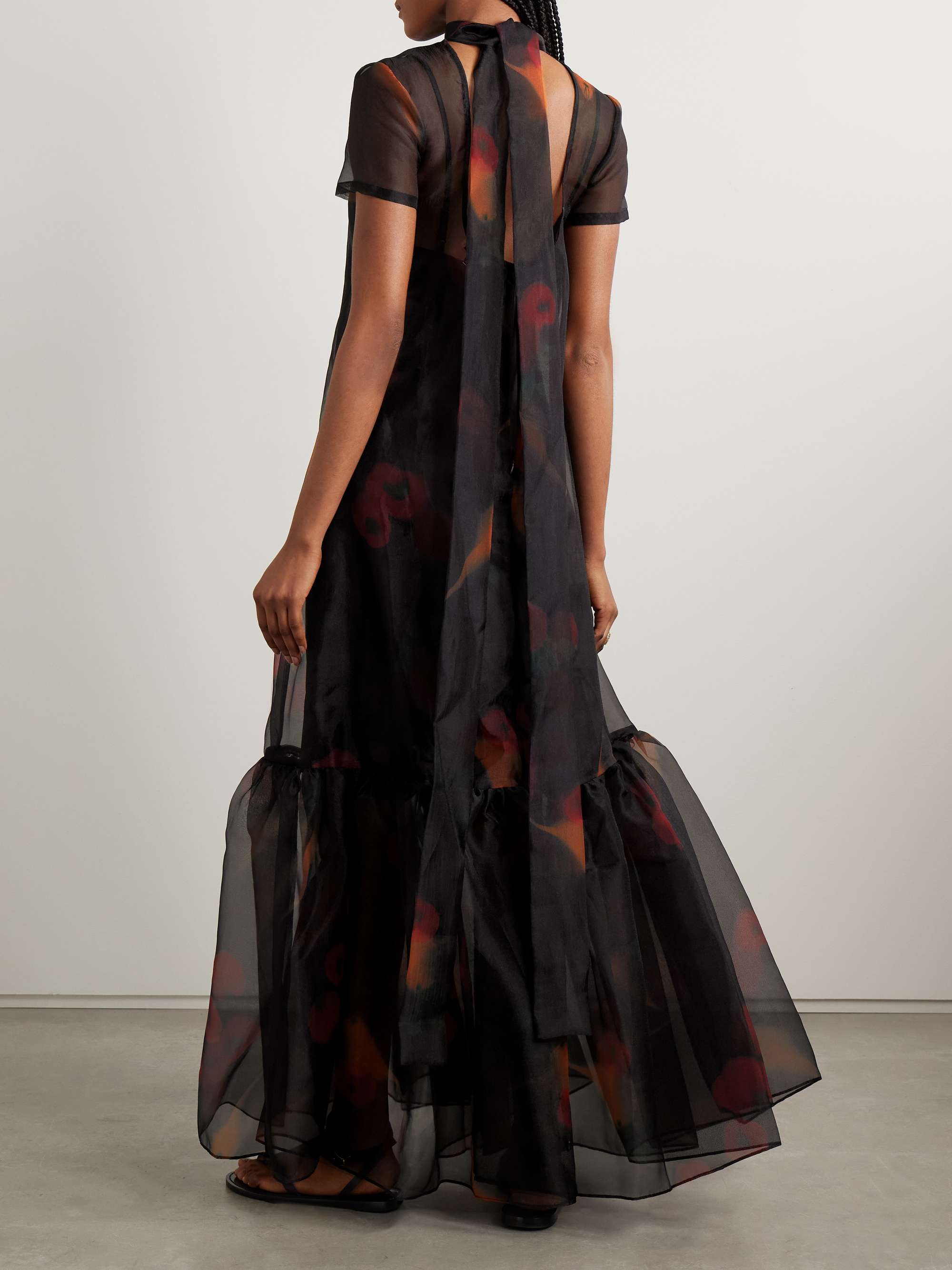 Calluna tie-neck tiered printed organza maxi dress view