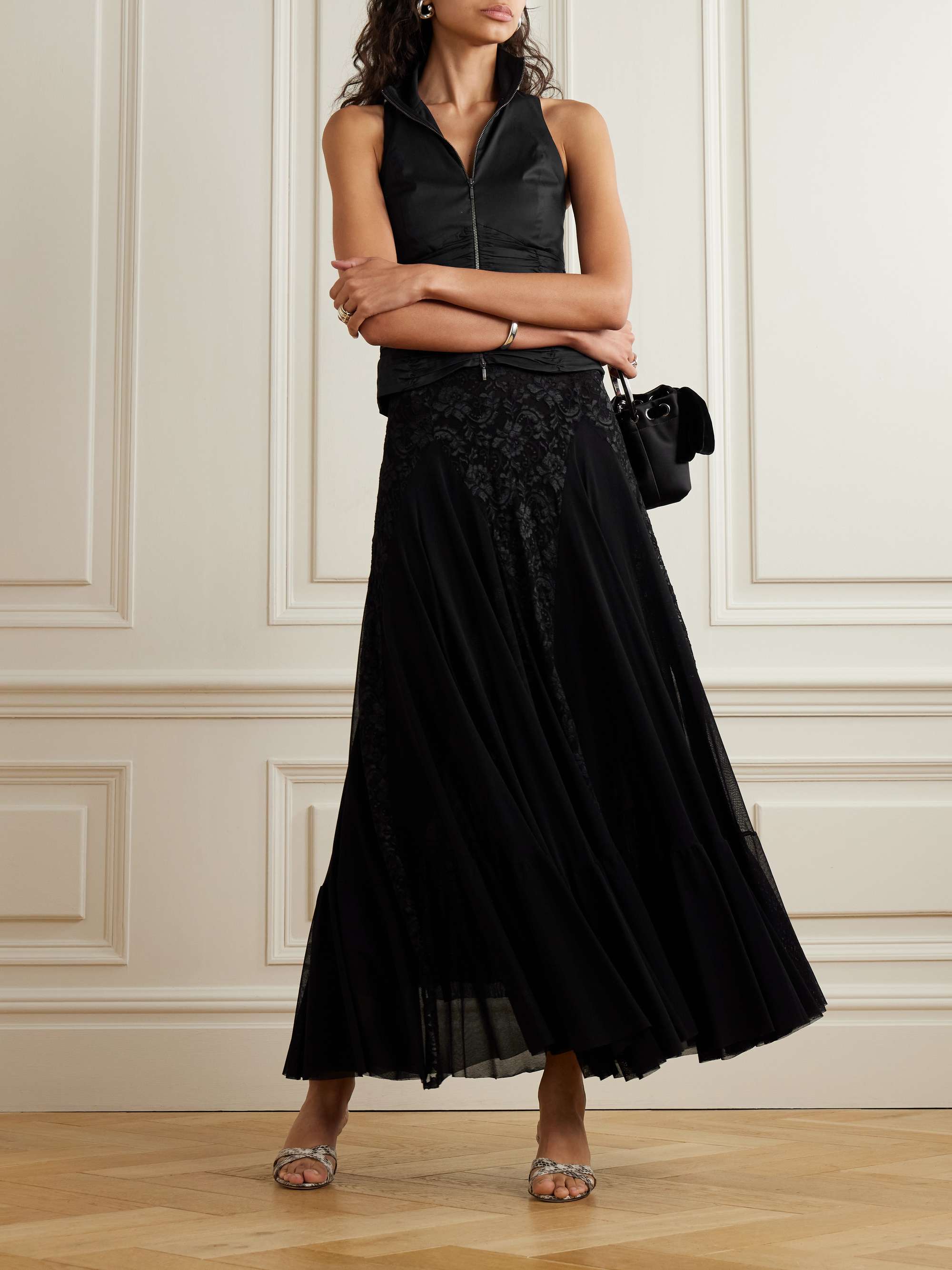 Griselda tiered tulle and lace maxi skirt view
