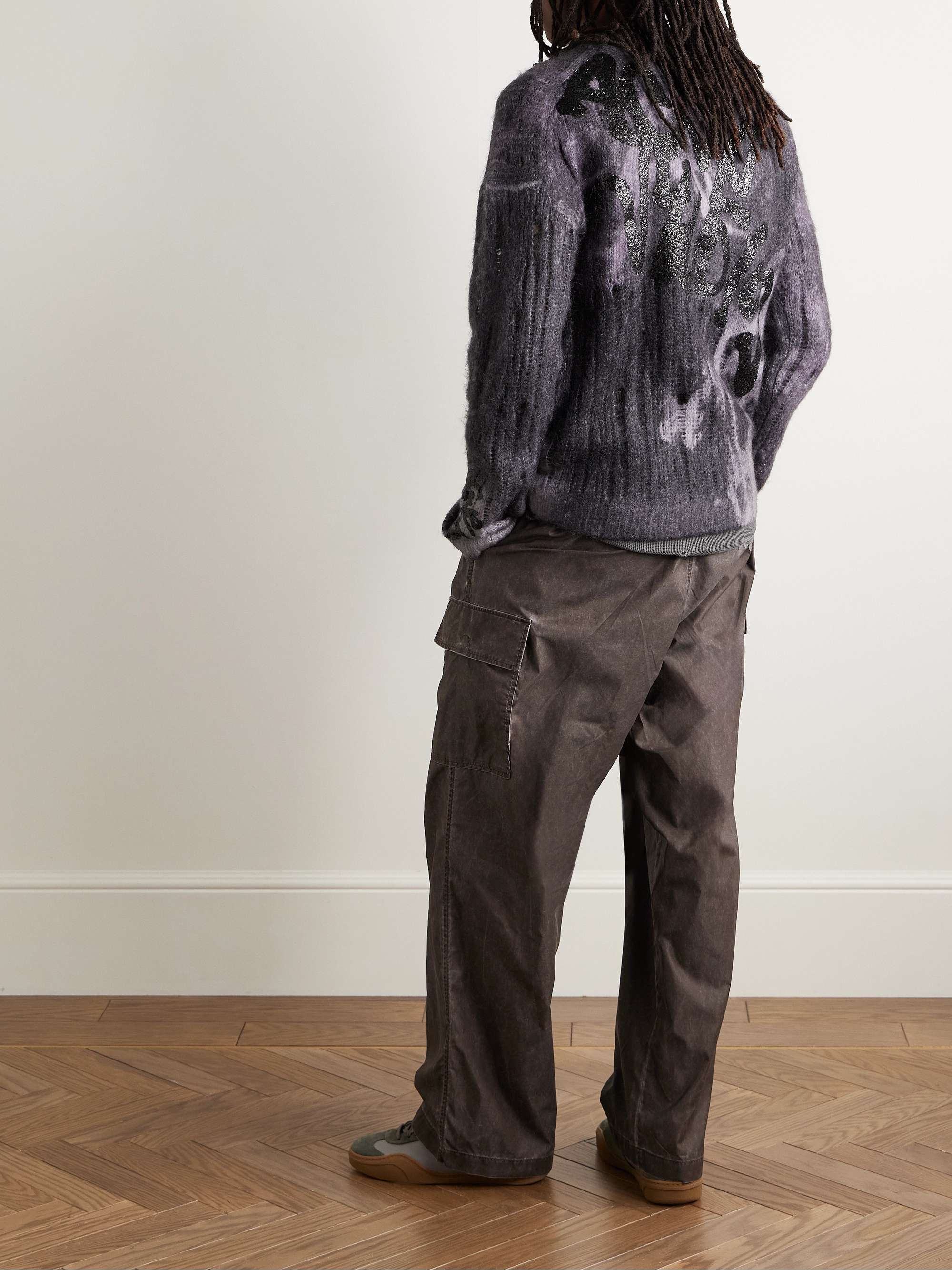 Glittered Distressed Open-Knit Zip-Up Cardigan view