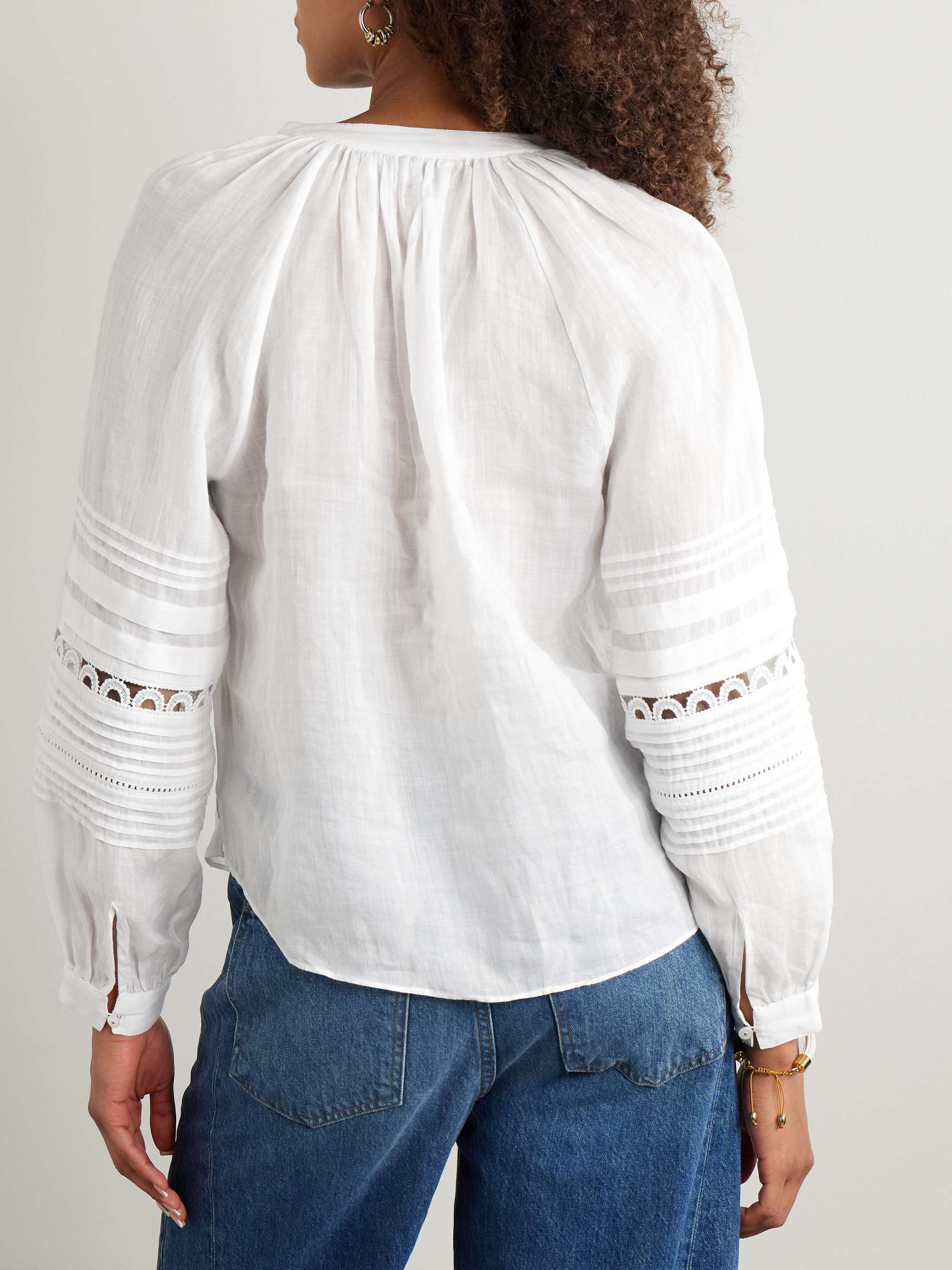 Ailani crochet-trimmed pintucked ramie-voile blouse view