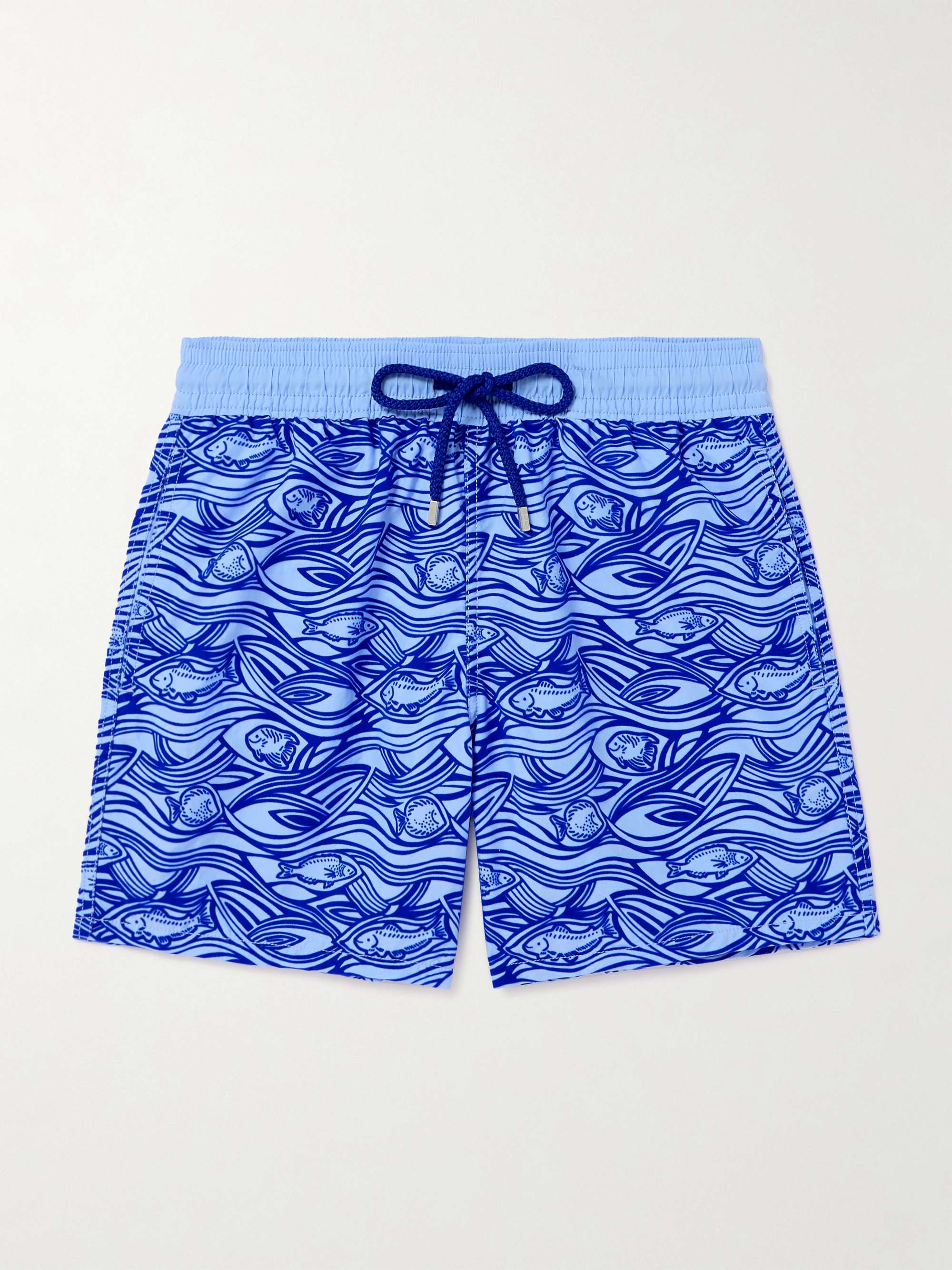 Moorea Straight-Leg Mid-Length Flocked Recycled Swim Shorts hero visual