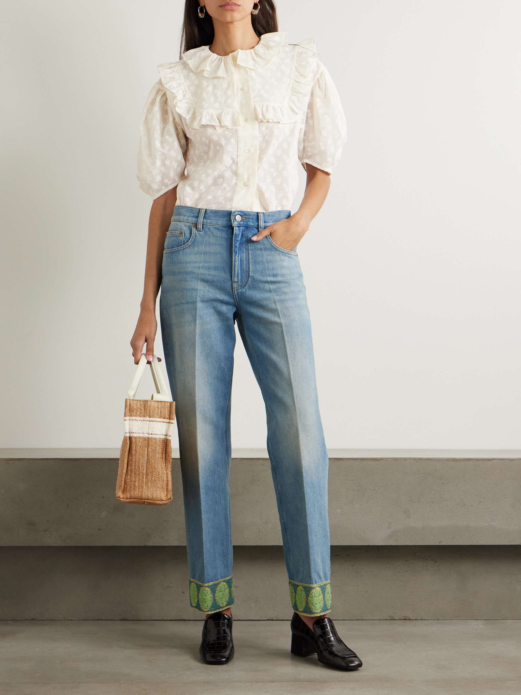Vanina ruffled floral-print cotton-voile blouse view