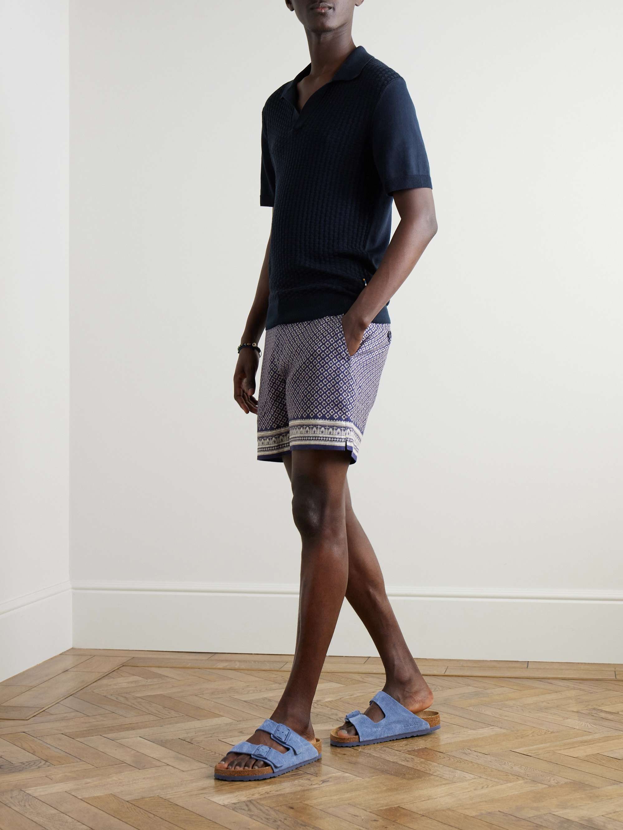 Horton Waffle-Knit Mulberry Silk and Organic Cotton-Blend Polo Shirt view