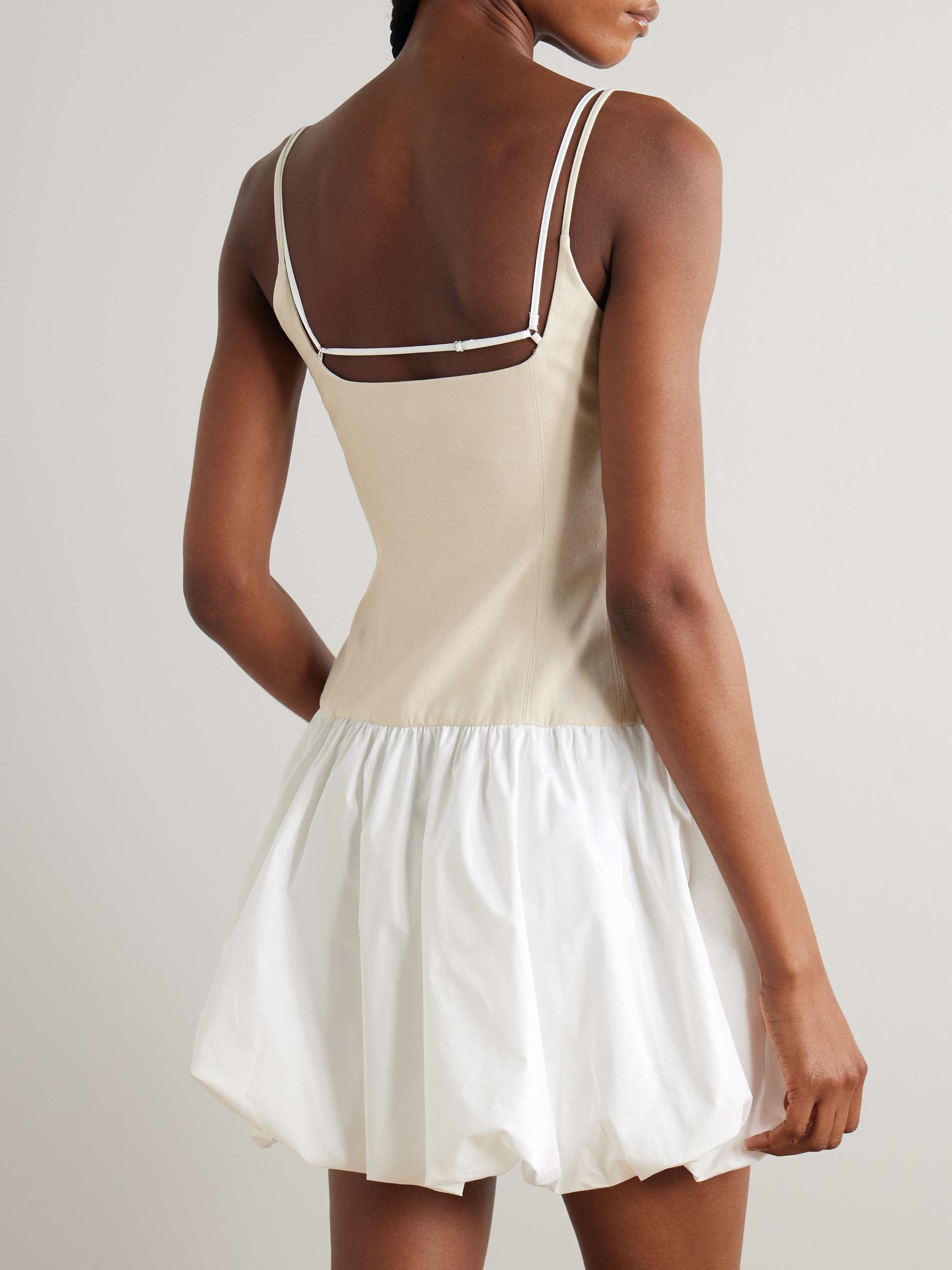 Fifi linen-blend and gathered cotton-blend poplin mini dress view