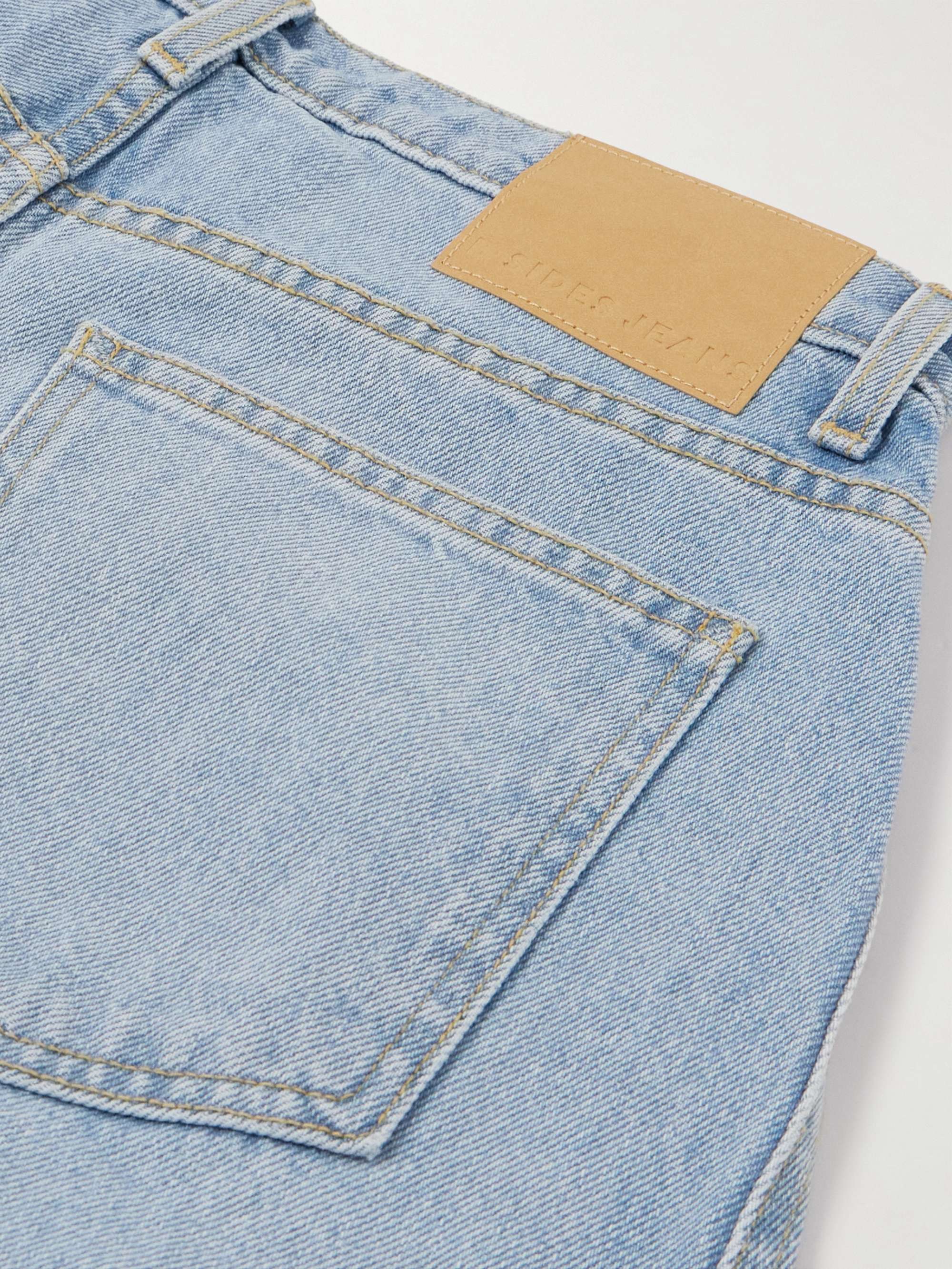 Relaxed Cuffed Lasso frayed paneled mid-rise wide-leg jeans view