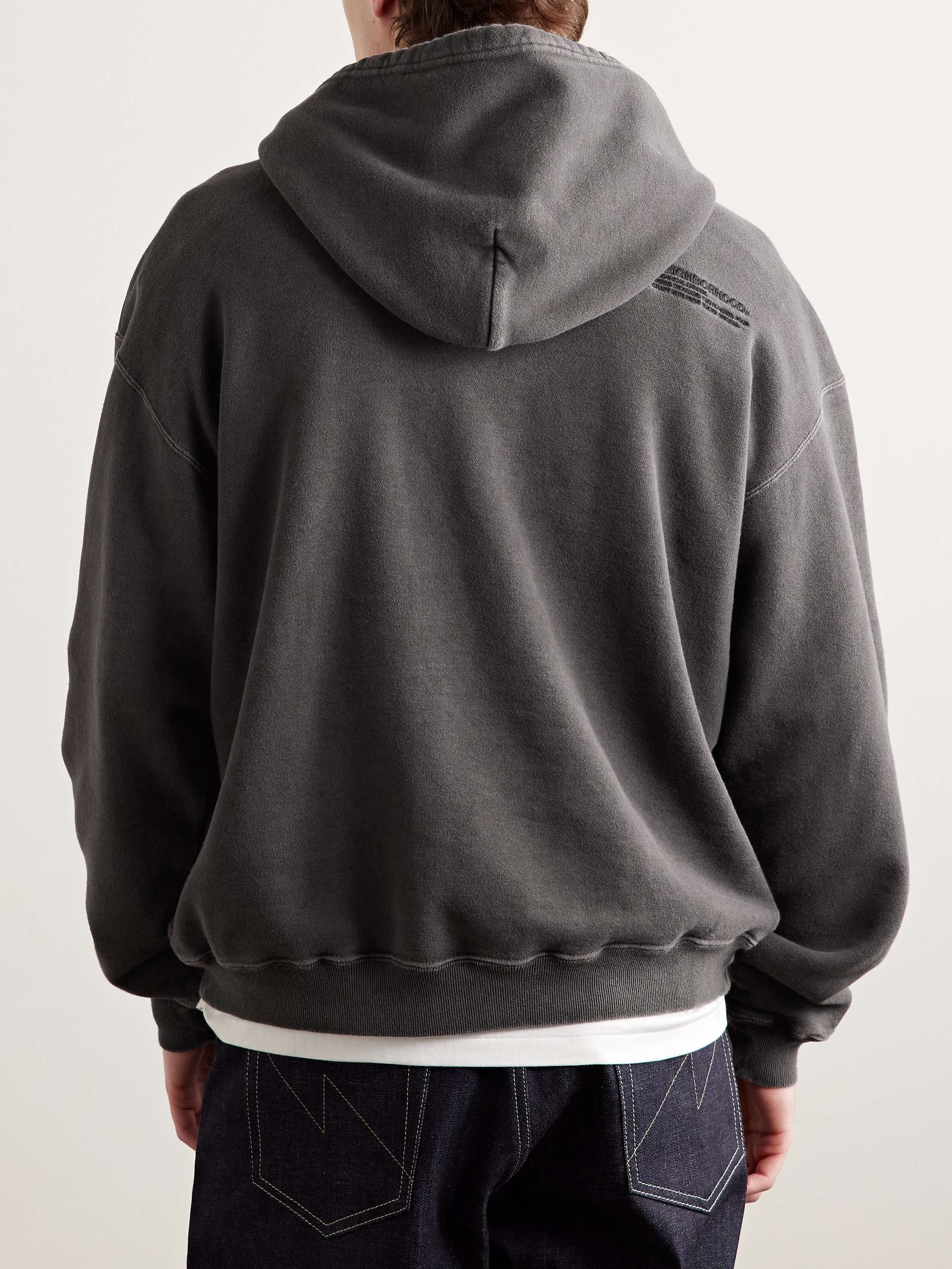 Pigment-Dyed Logo-Appliquéd Cotton-Jersey Hoodie view
