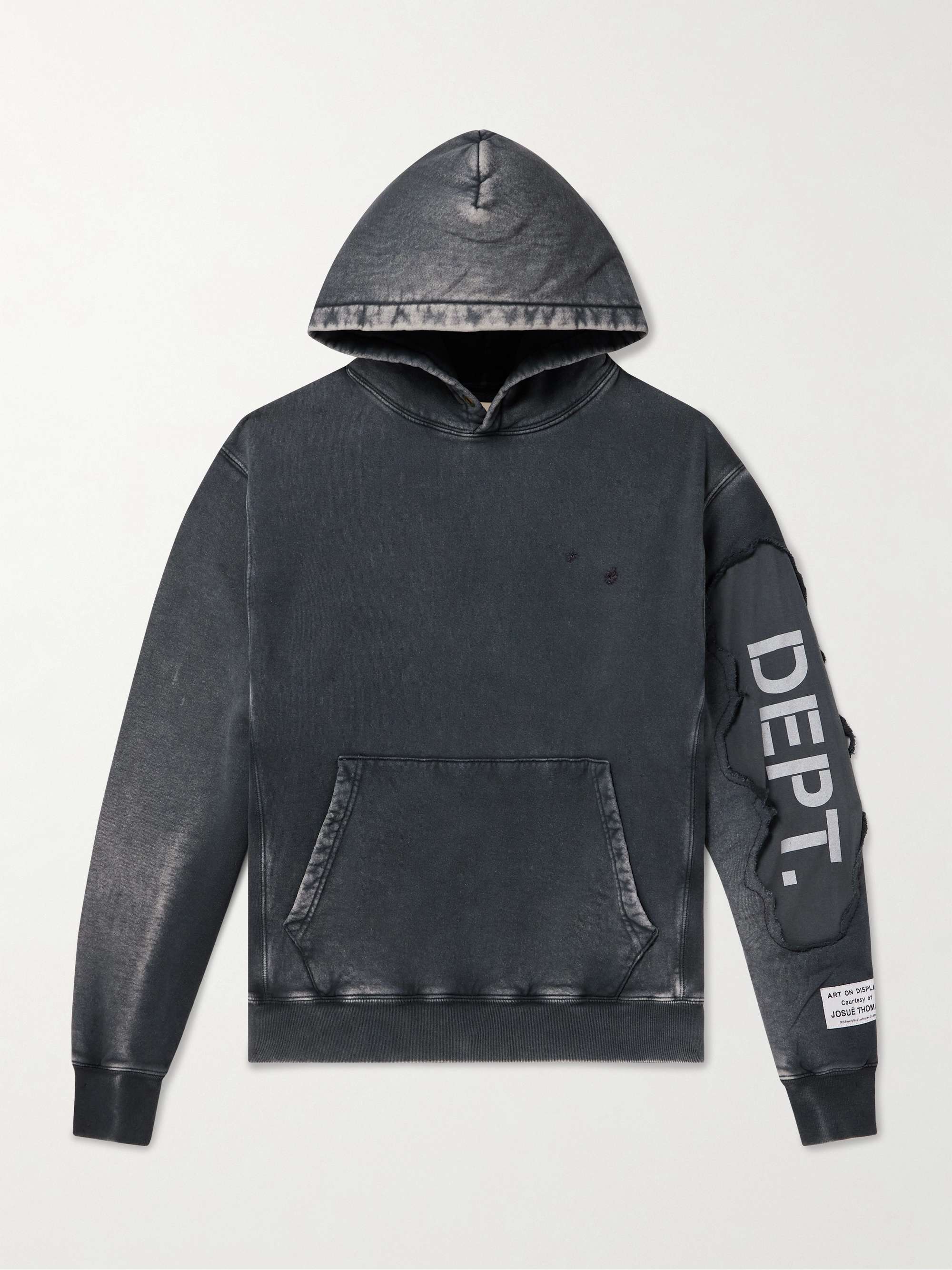 Stencil Distressed Logo-Print Appliquéd Cotton-Jersey Hoodie hero visual