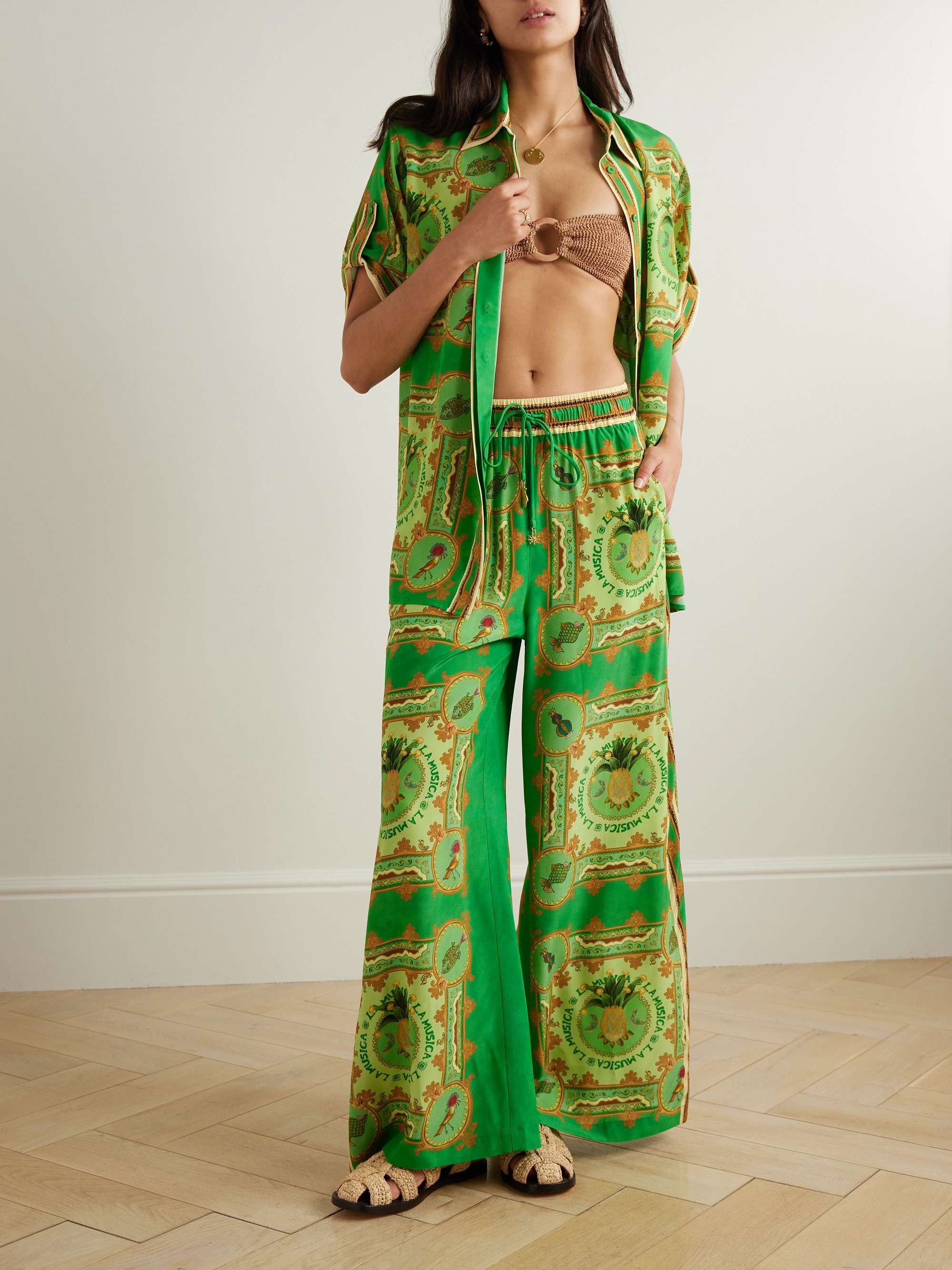 La Musica printed silk crepe de chine wide-leg pants view