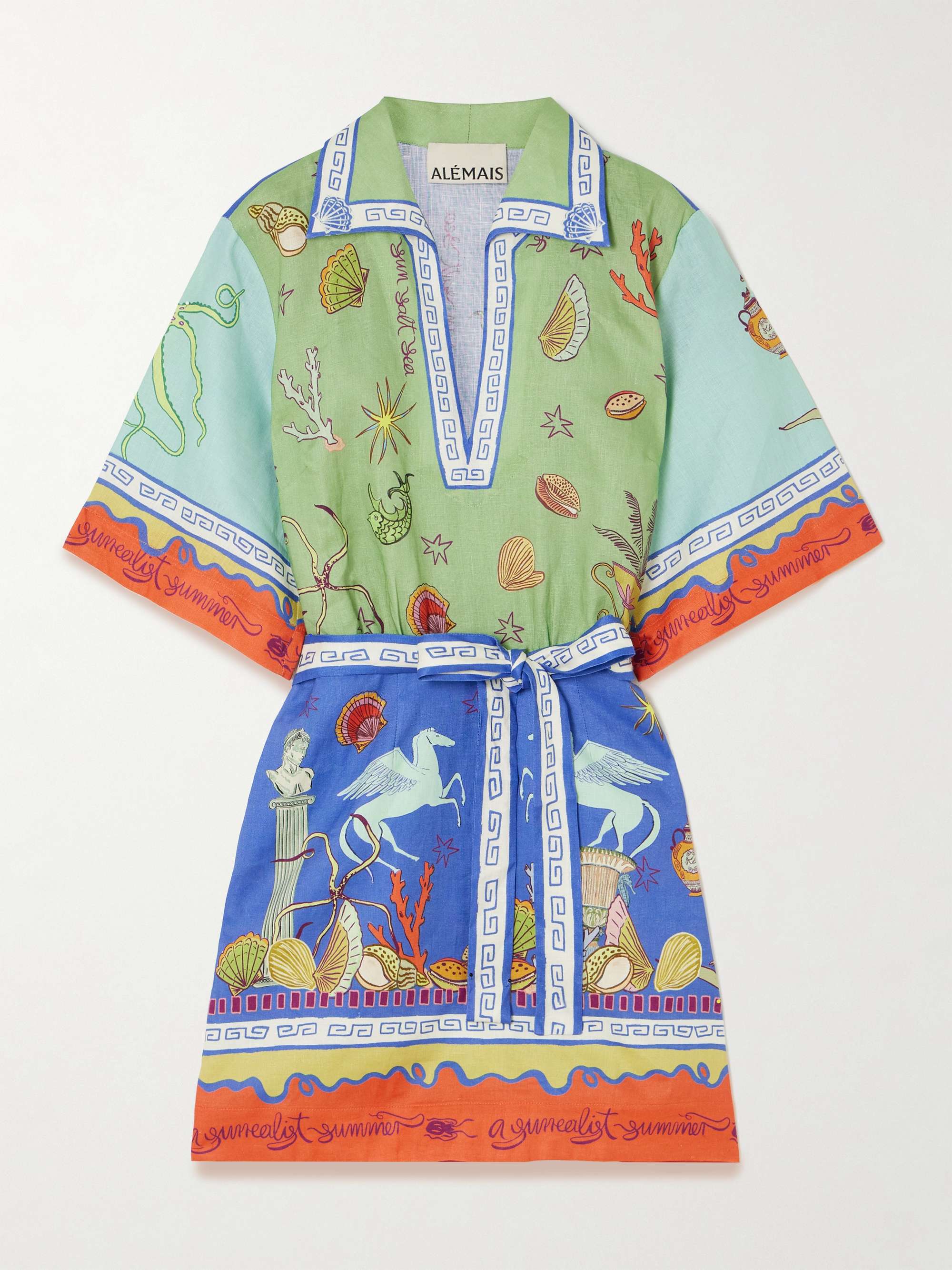 +  Sam Pauletto Surrealist Summer belted printed linen mini dress hero visual