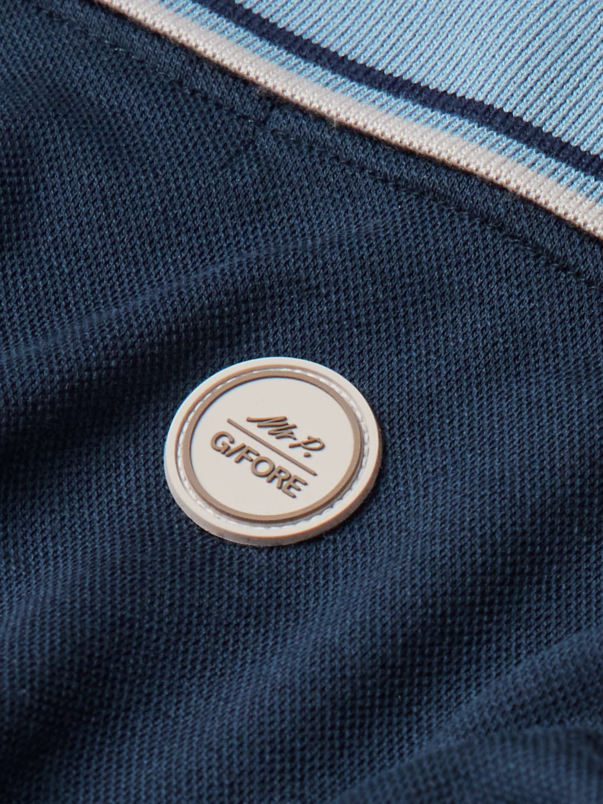 + GFORE Golf Striped Logo-Appliquéd Piqué Polo Shirt view