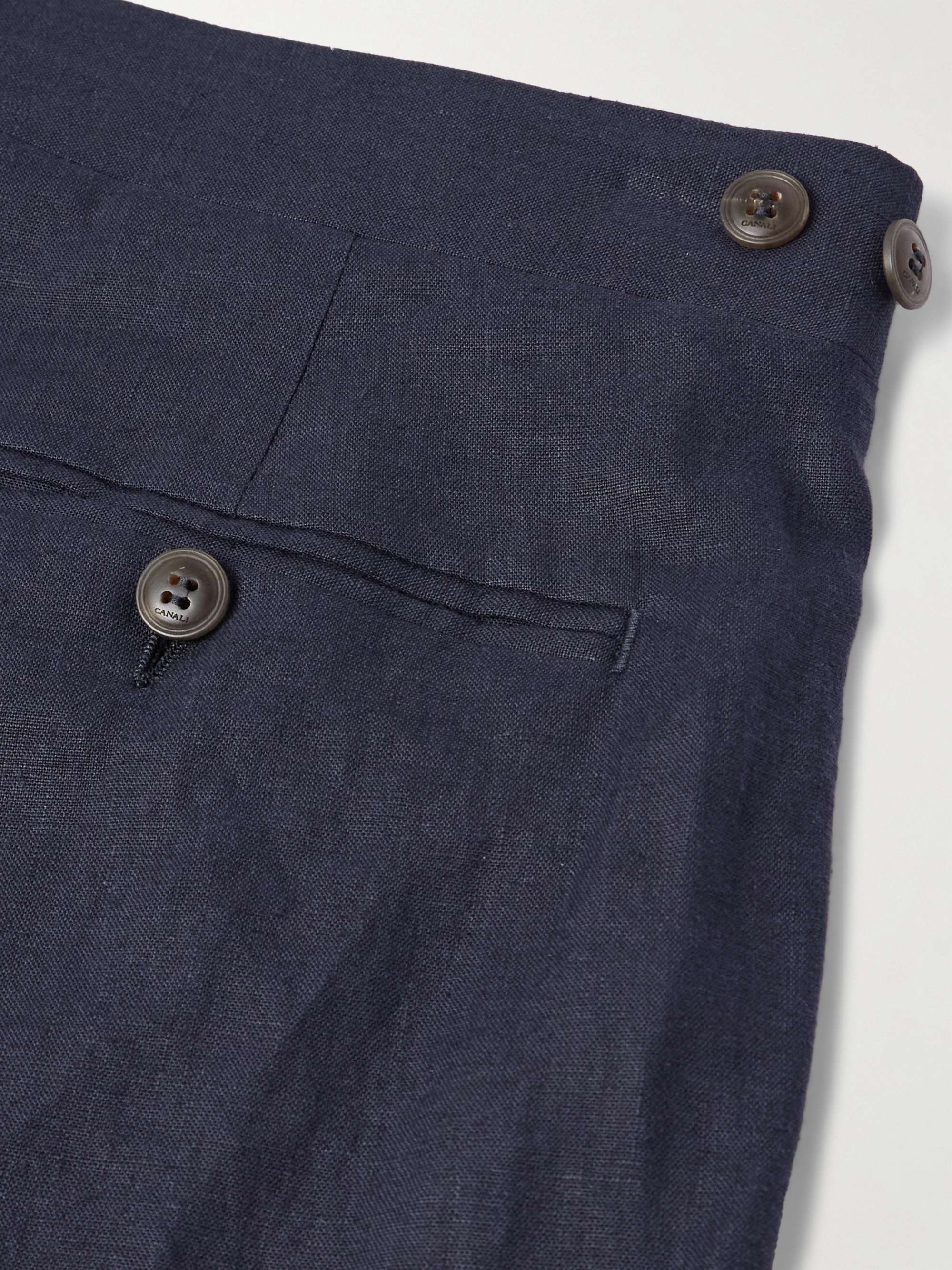 Slim-Fit Straight-Leg Pleated Garment-Dyed Linen Trousers view