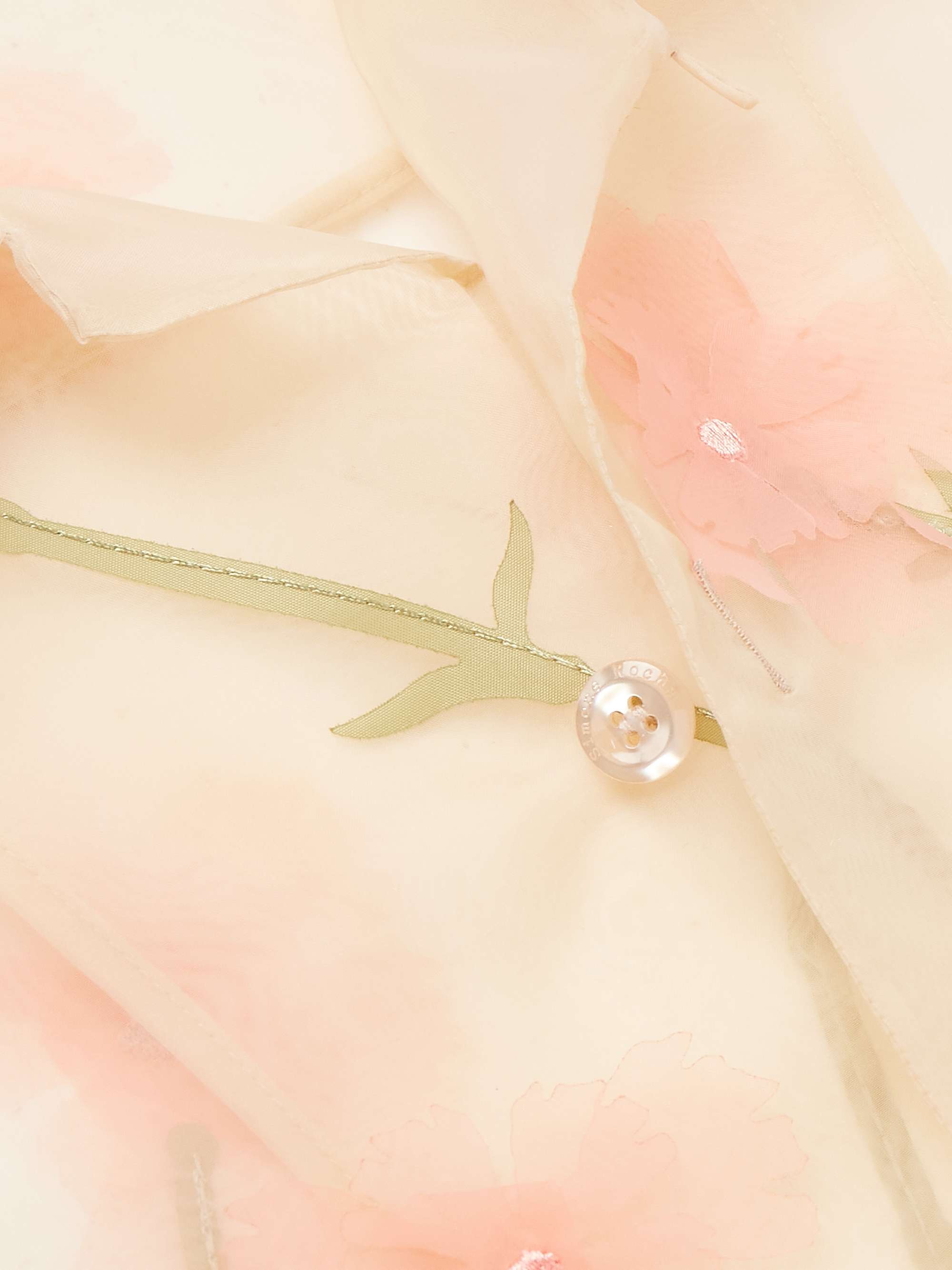 Carnation Convertible-Collar Appliquéd Embroidered Organza Shirt view