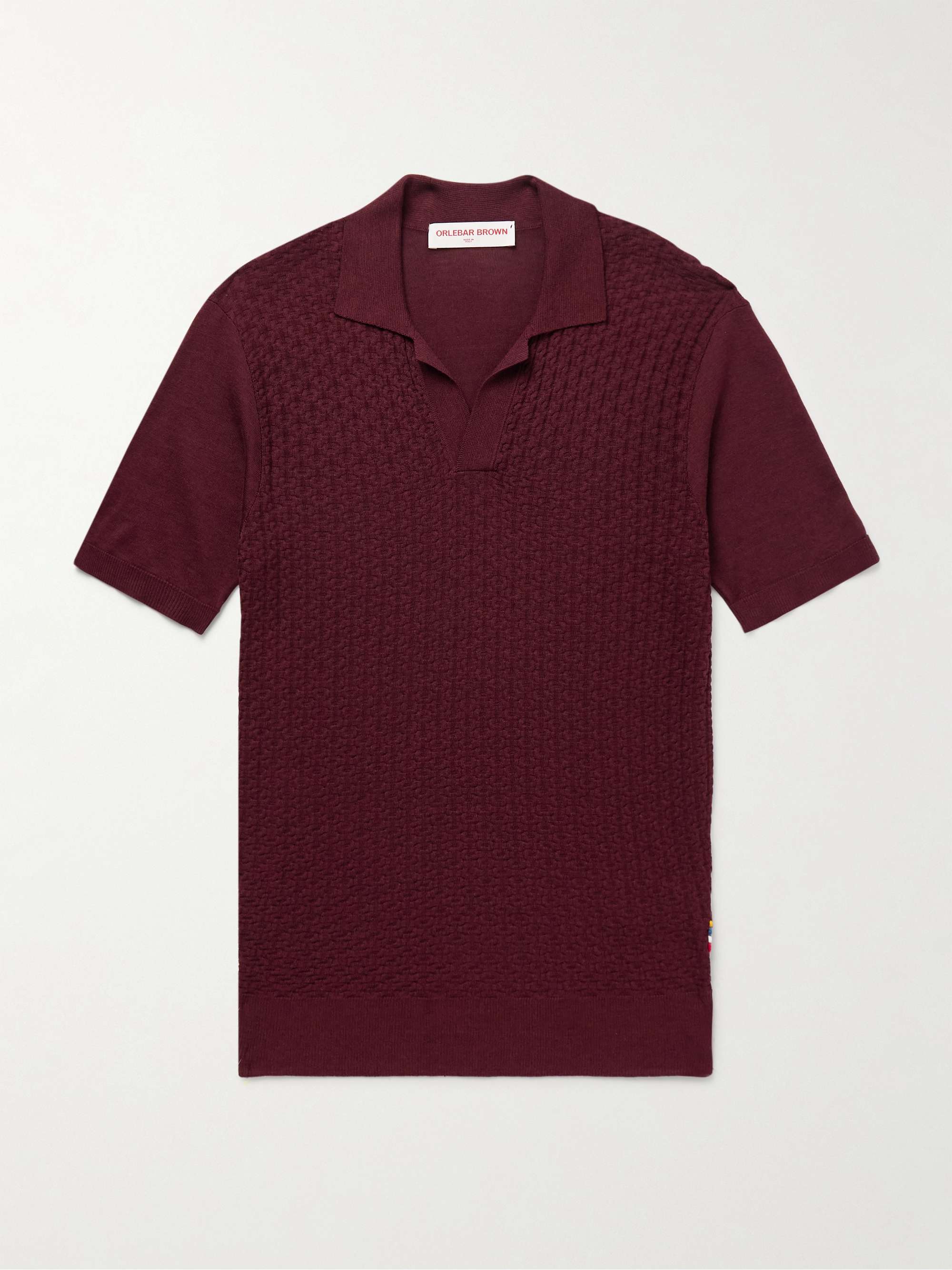 Horton Maybrook Slim-Fit Textured Silk and Cotton-Blend Polo Shirt hero visual