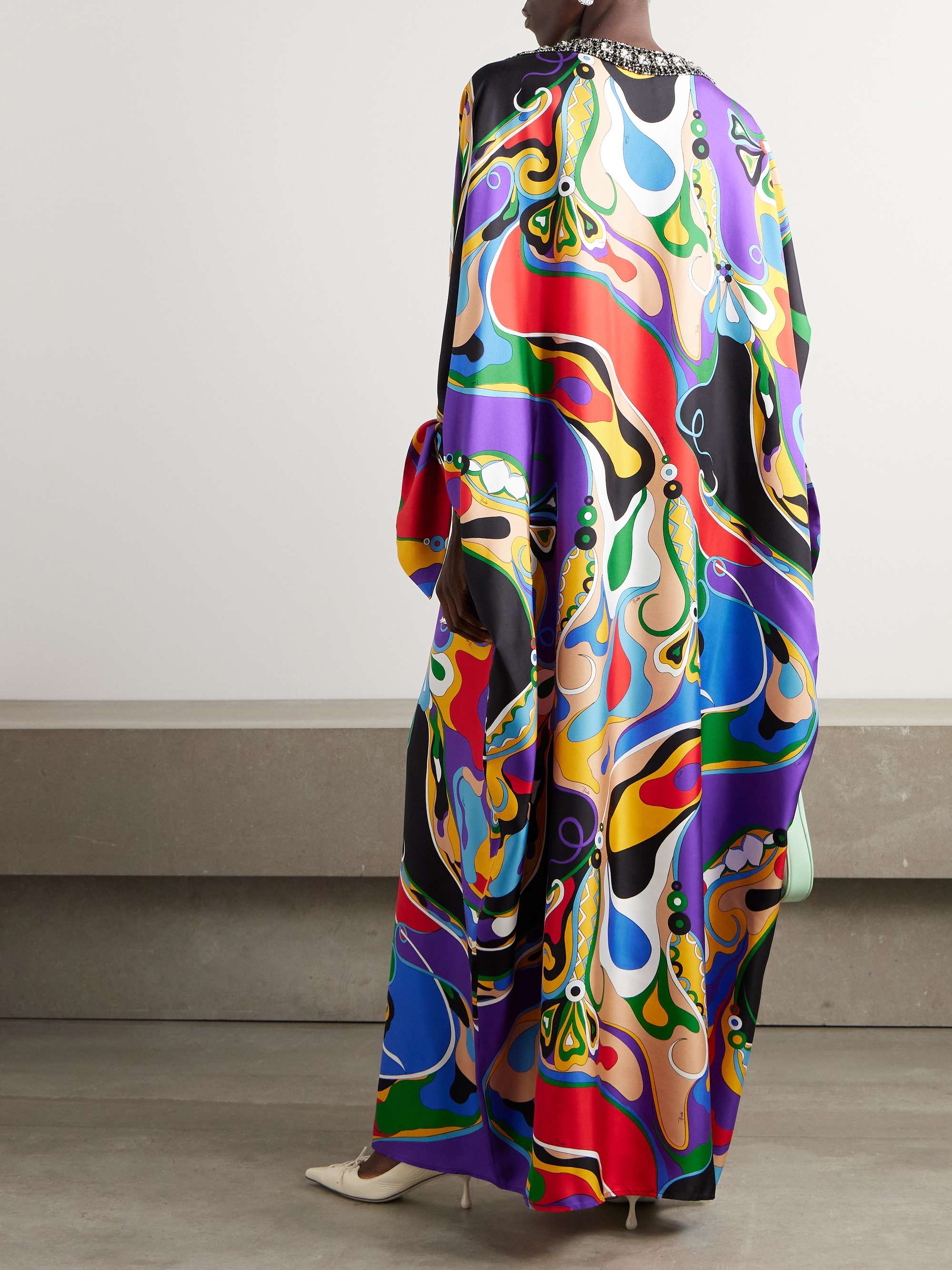Embellished silk-twill maxi dress view