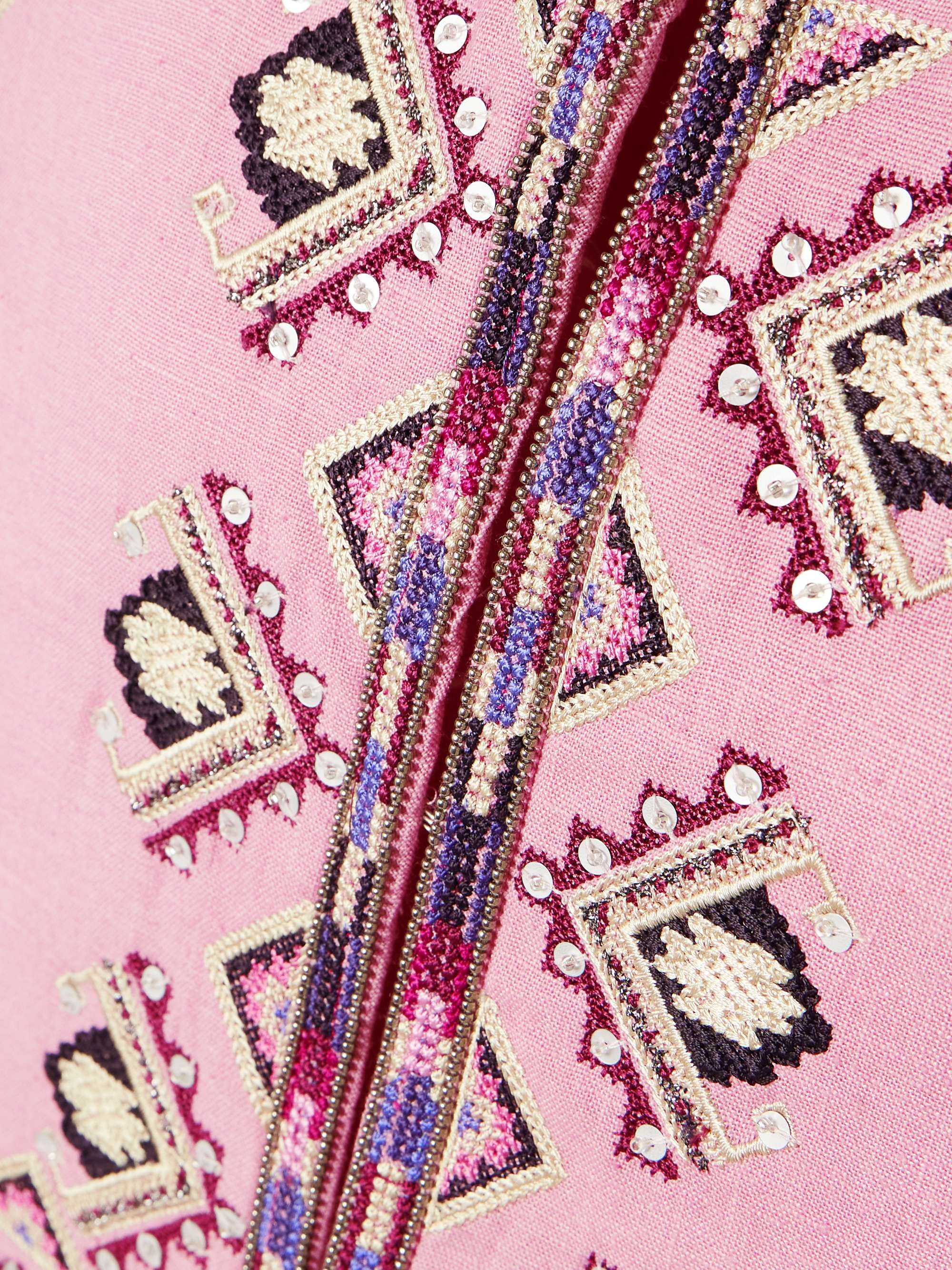 Zaori cropped embellished embroidered silk-gauze vest view