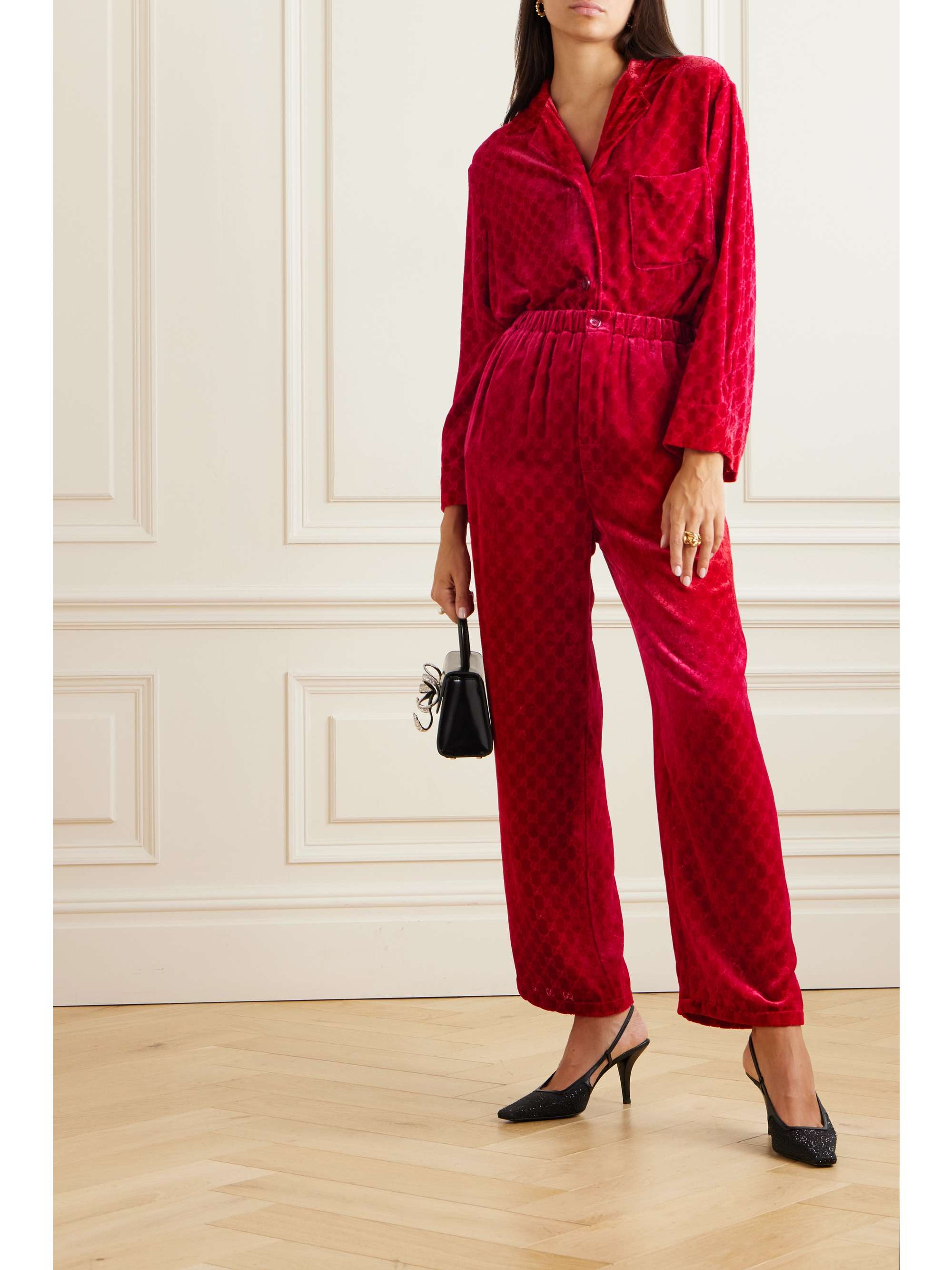 Velvet straight-leg pants view