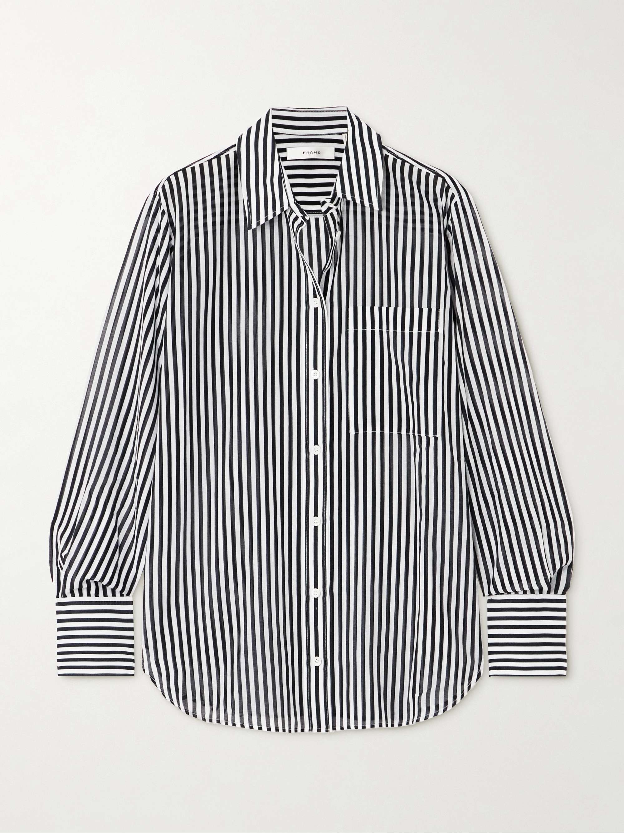 Striped cotton and silk-blend voile shirt hero visual