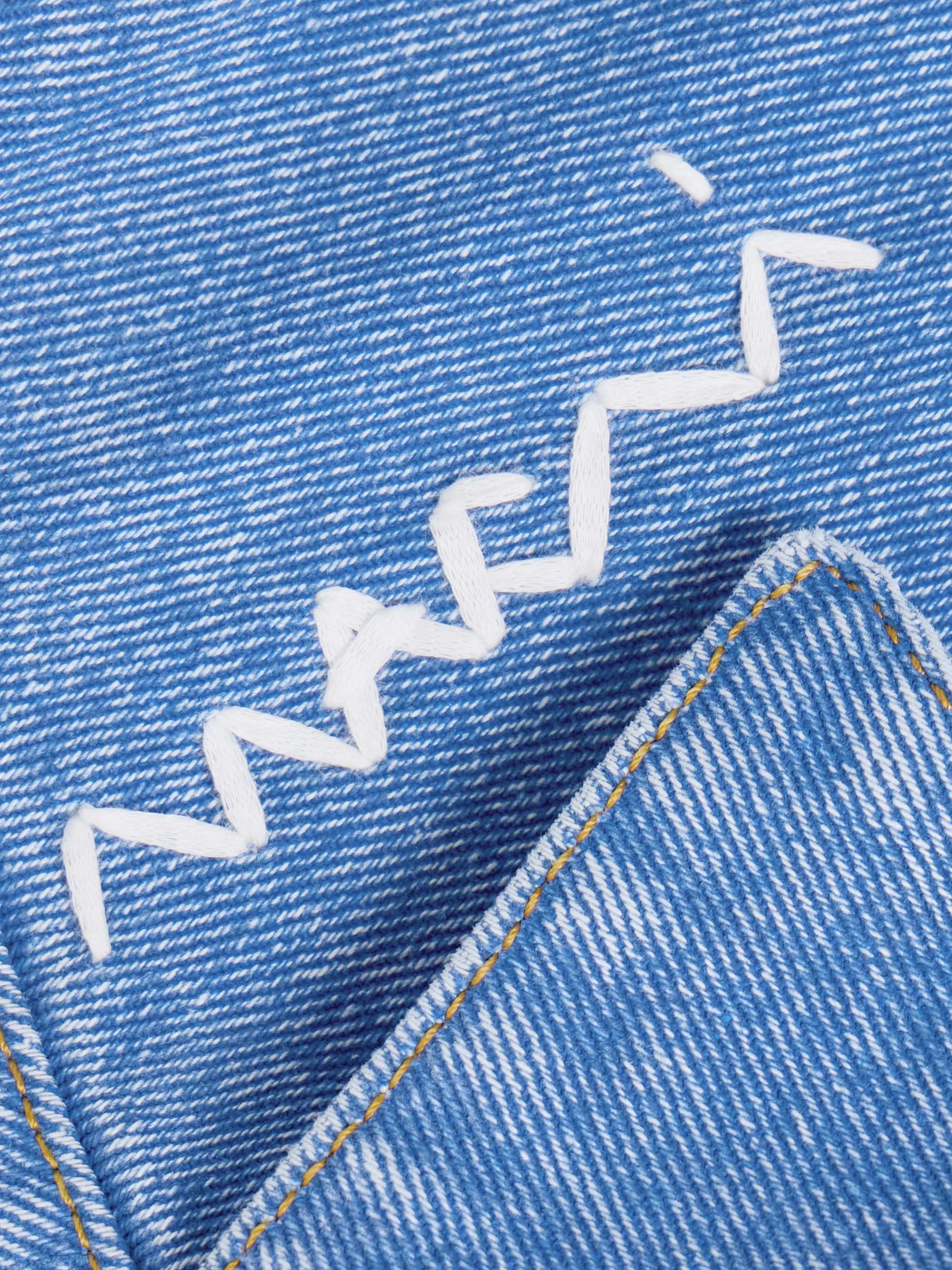 Embroidered frayed denim shirt view