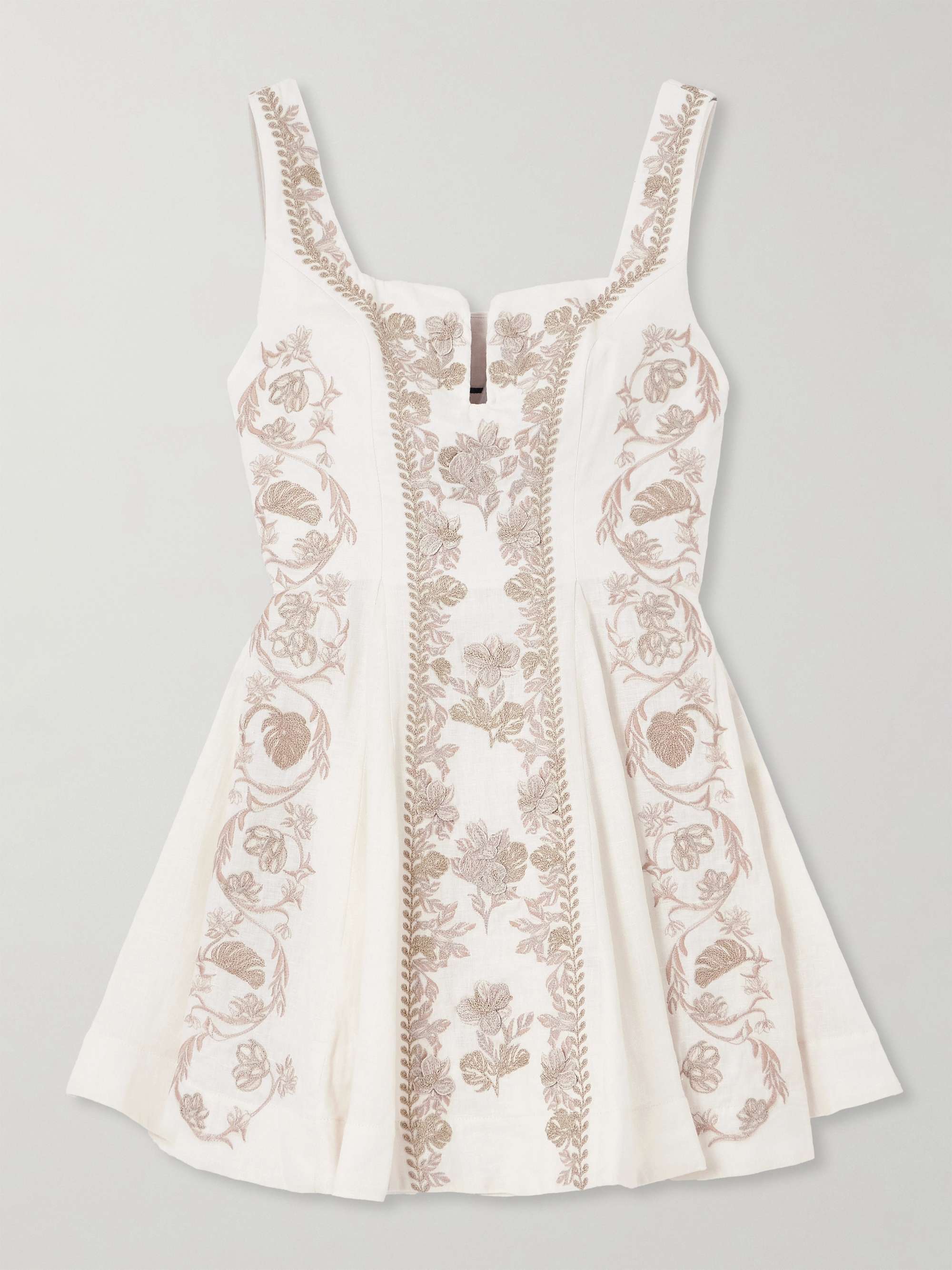 Embroidered linen mini dress hero visual