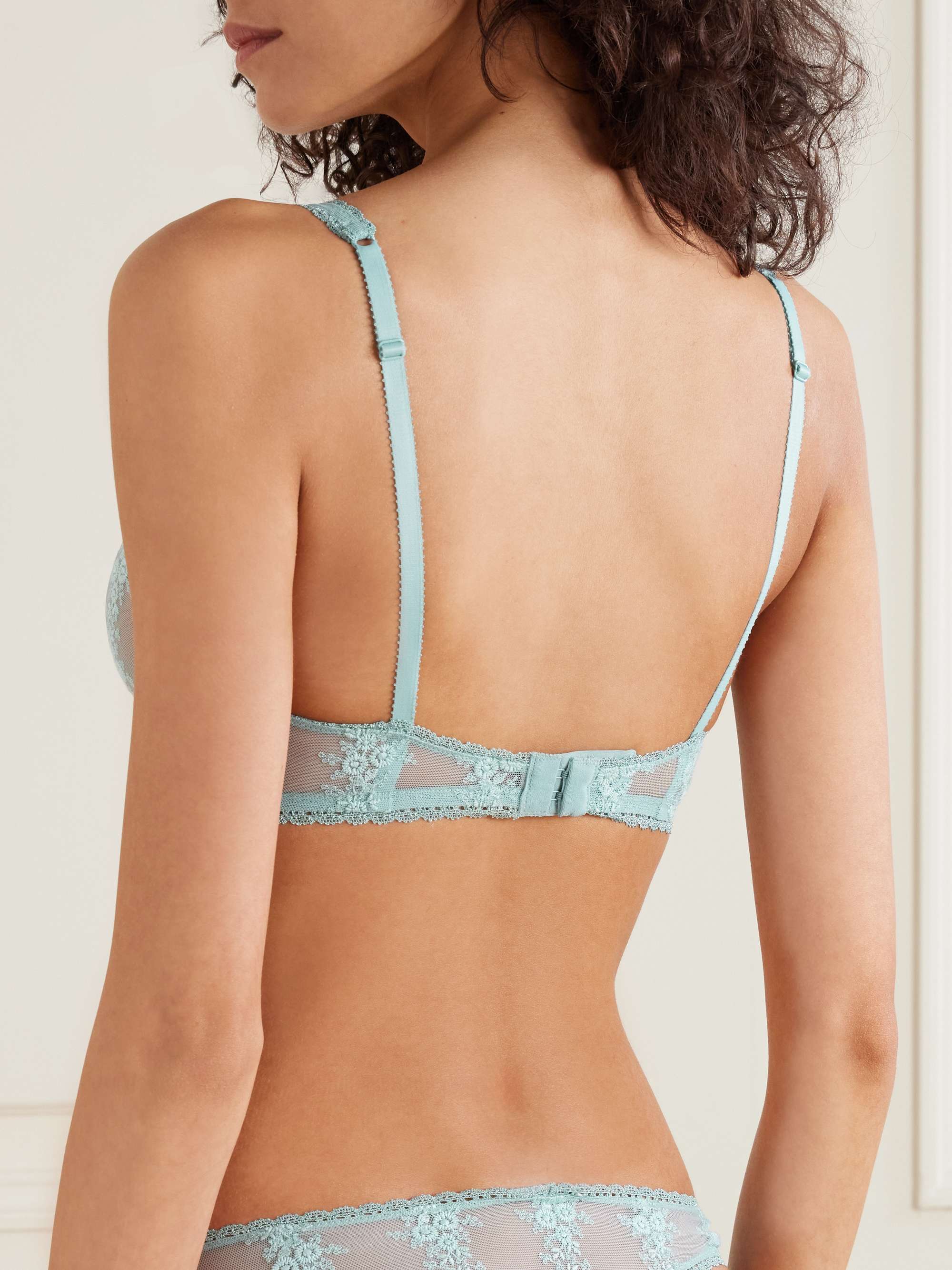 Fleur du Sel Gourmande embroidered stretch-mesh soft-cup bra view
