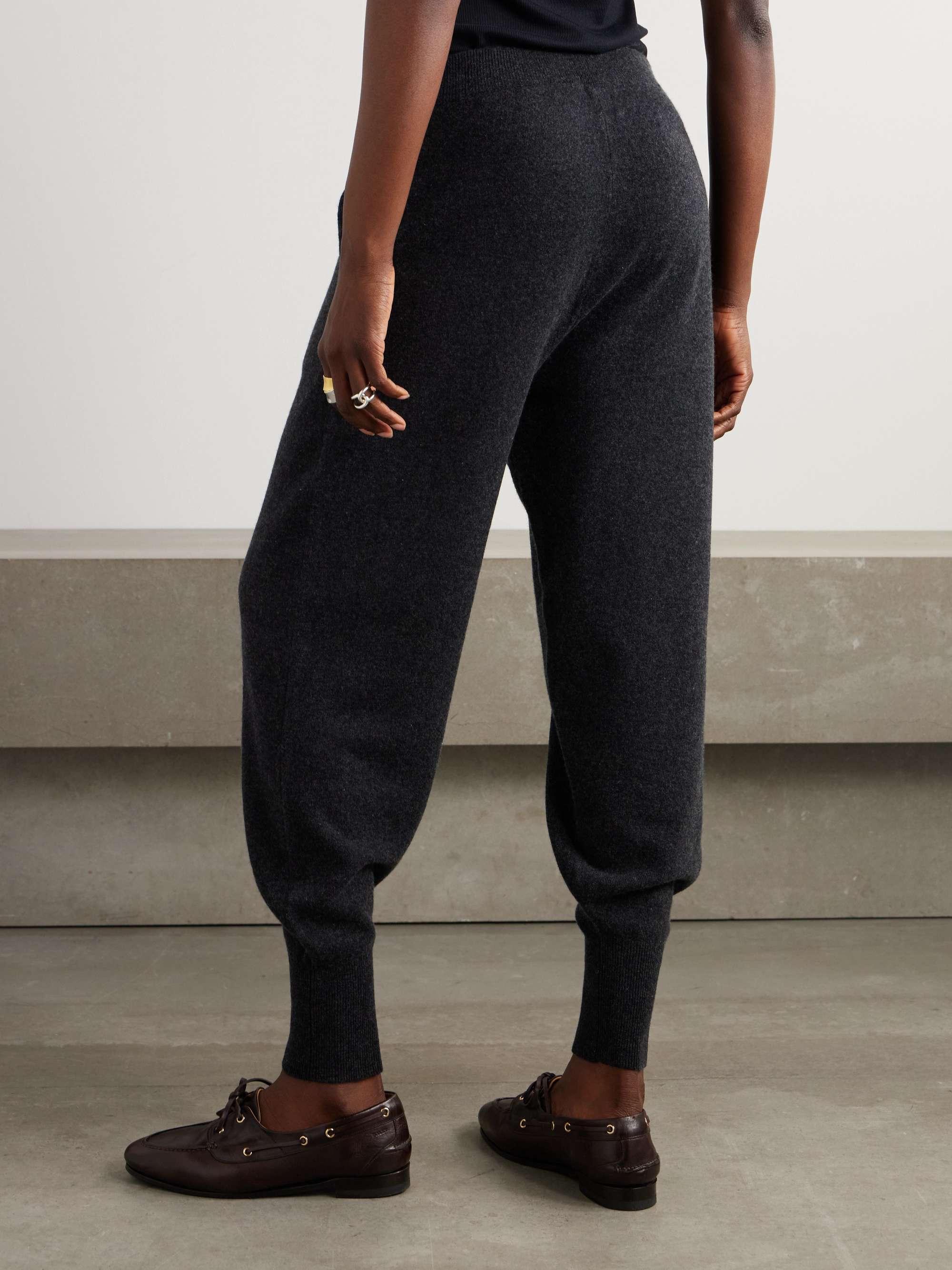 Cashmere-blend tapered track pants view