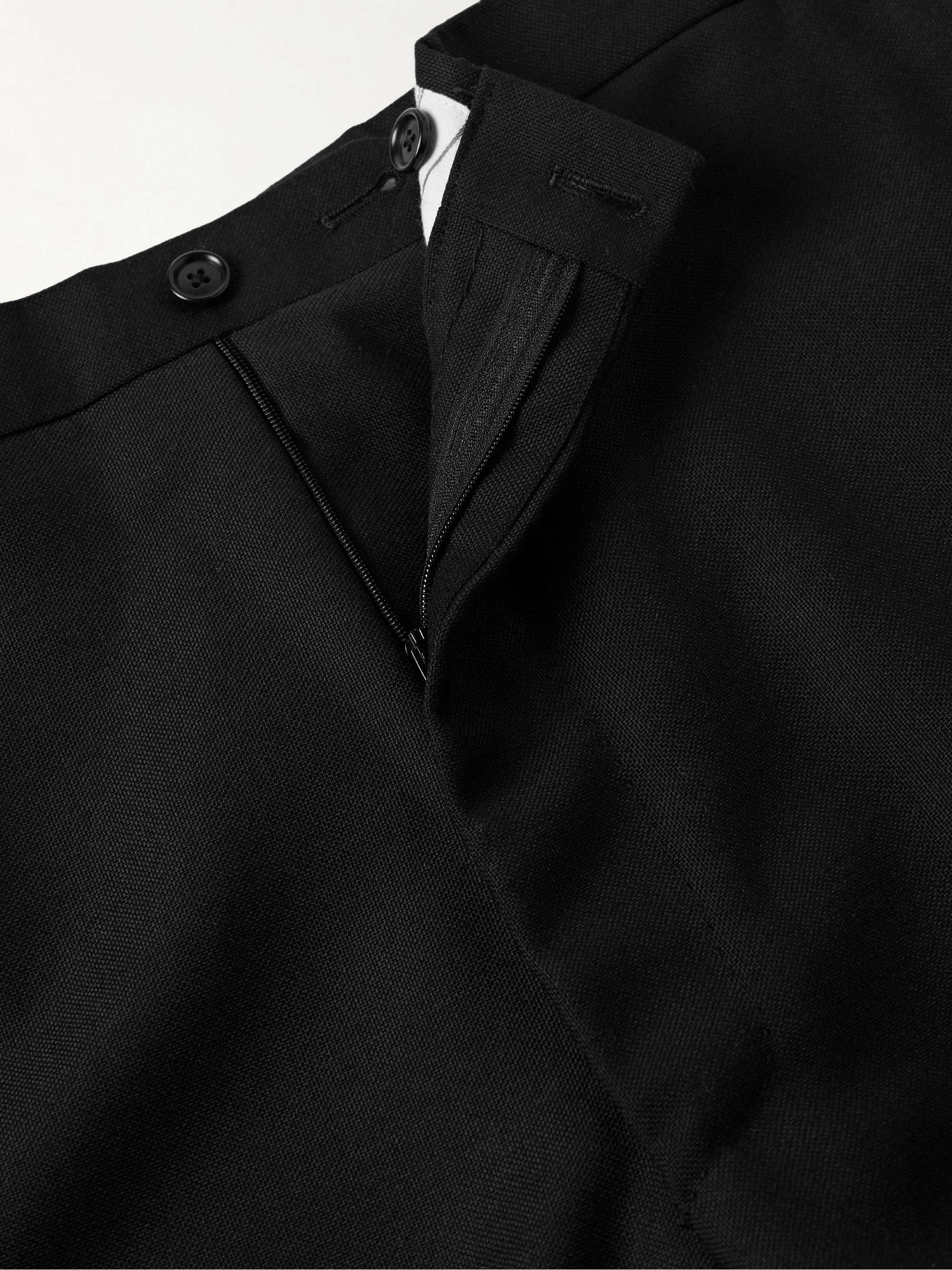 Slim-Fit Straight-Leg Grain de Poudre Wool Tuxedo Trousers view