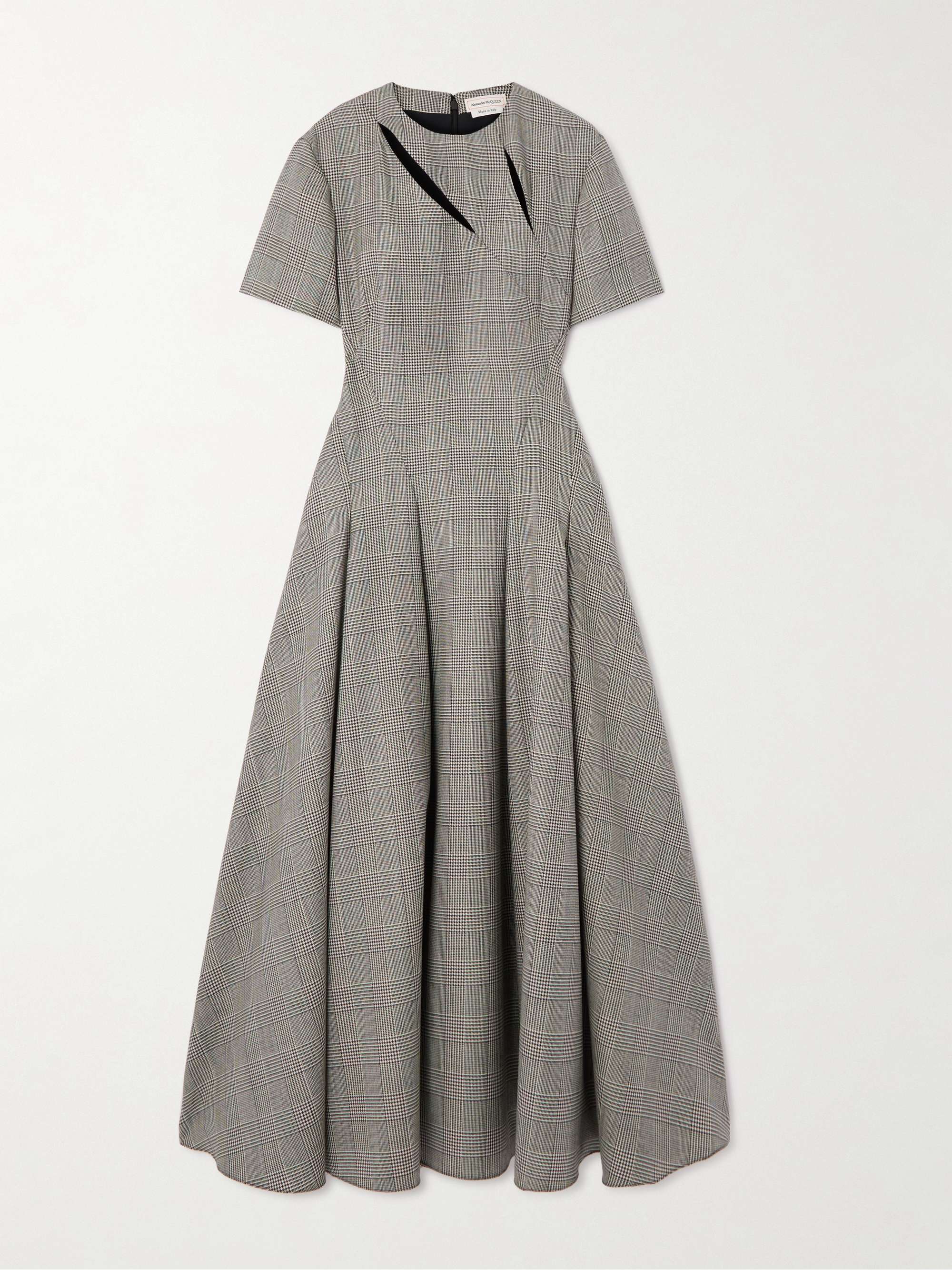 Cutout Prince of Wales checked wool maxi dress hero visual