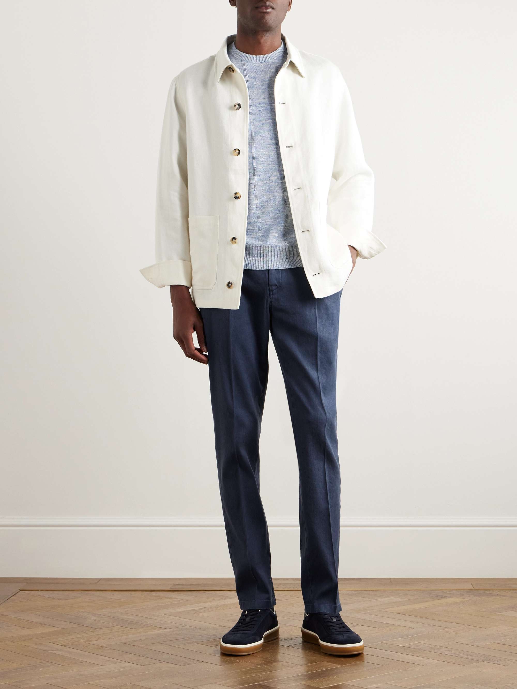 Straight-Leg Linen-Blend Trousers view