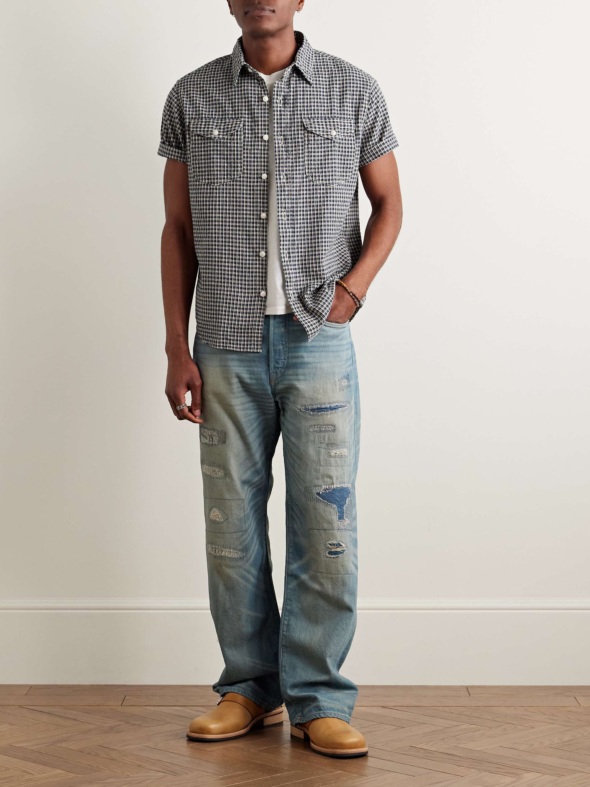 Lee Checked Cotton and Linen-Blend Shirt view