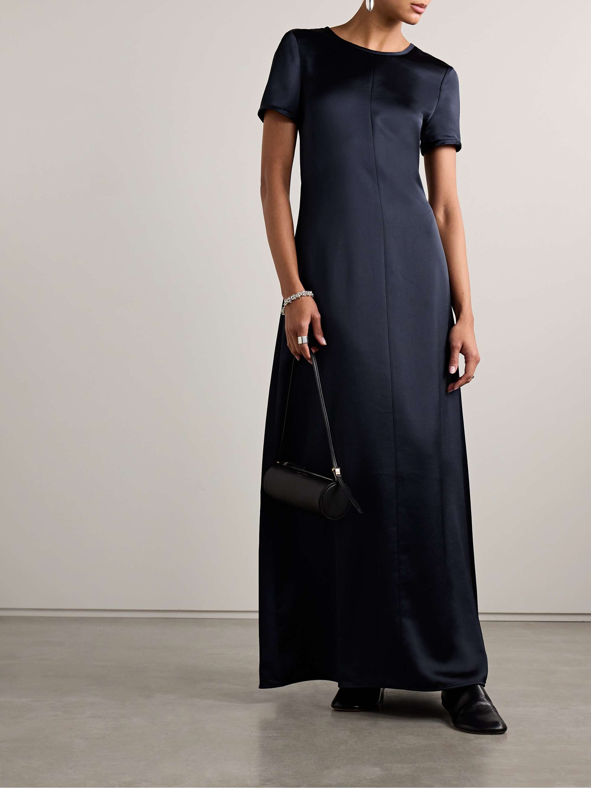 Delphine tie-detailed satin-twill maxi dress view