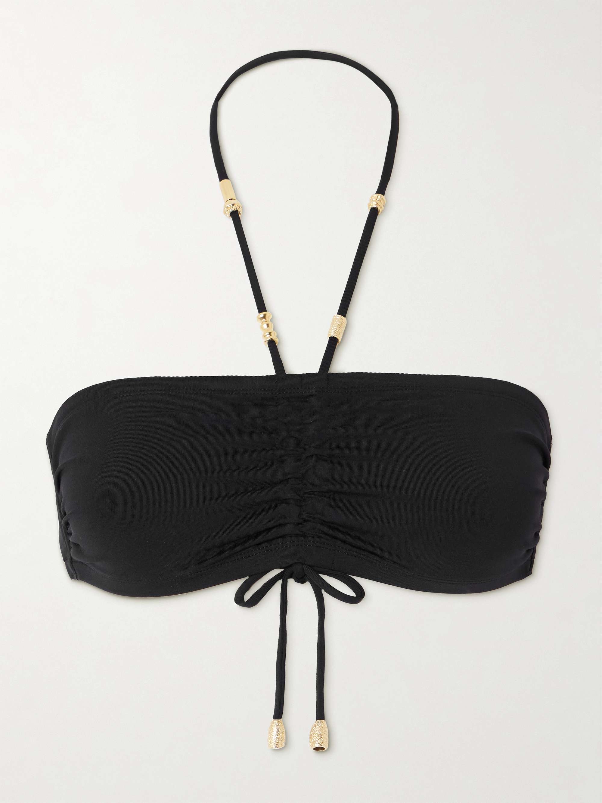 Melia embellished gathered halterneck bikini top hero visual