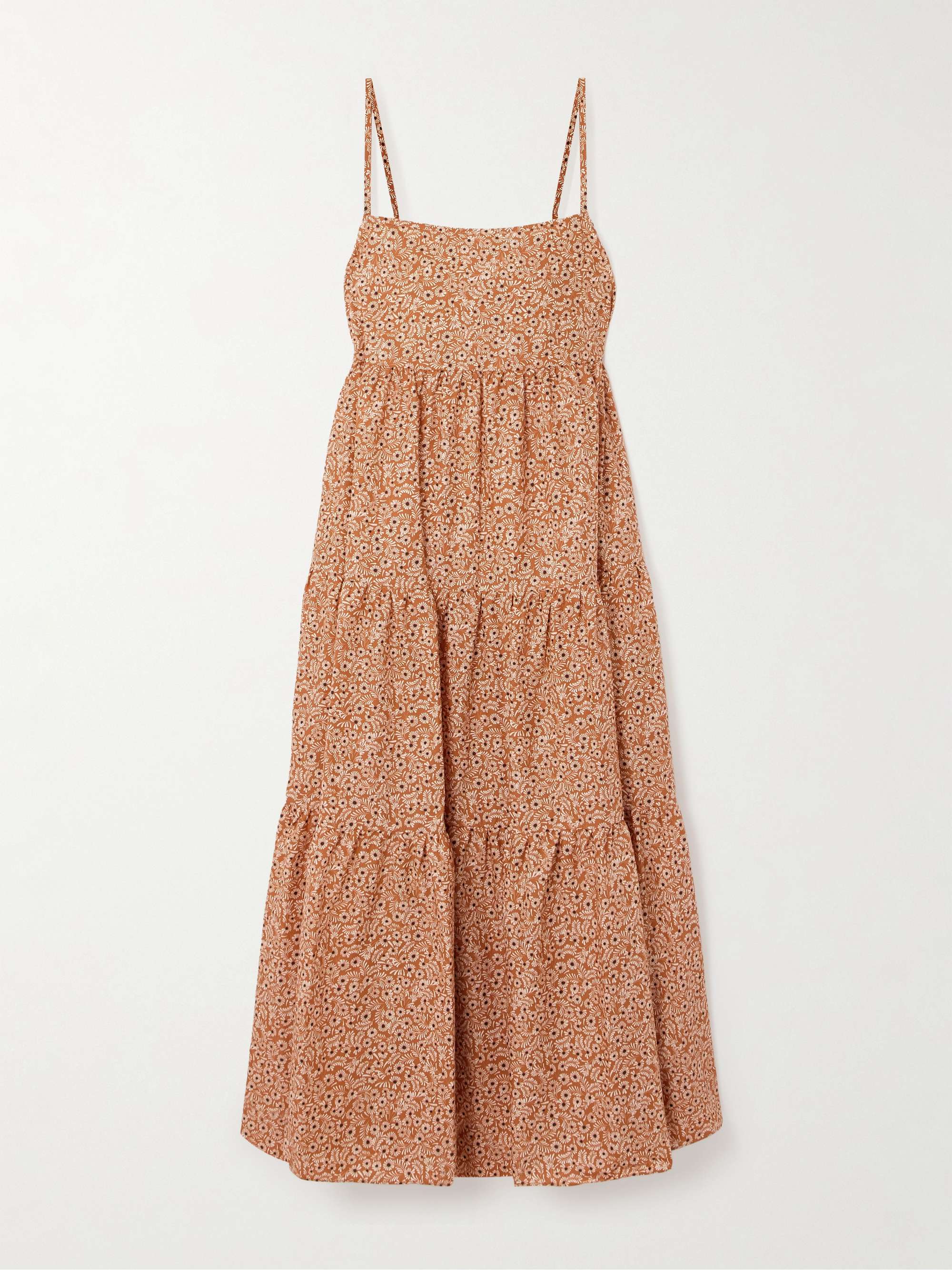 Tiered floral-print organic cotton maxi dress hero visual