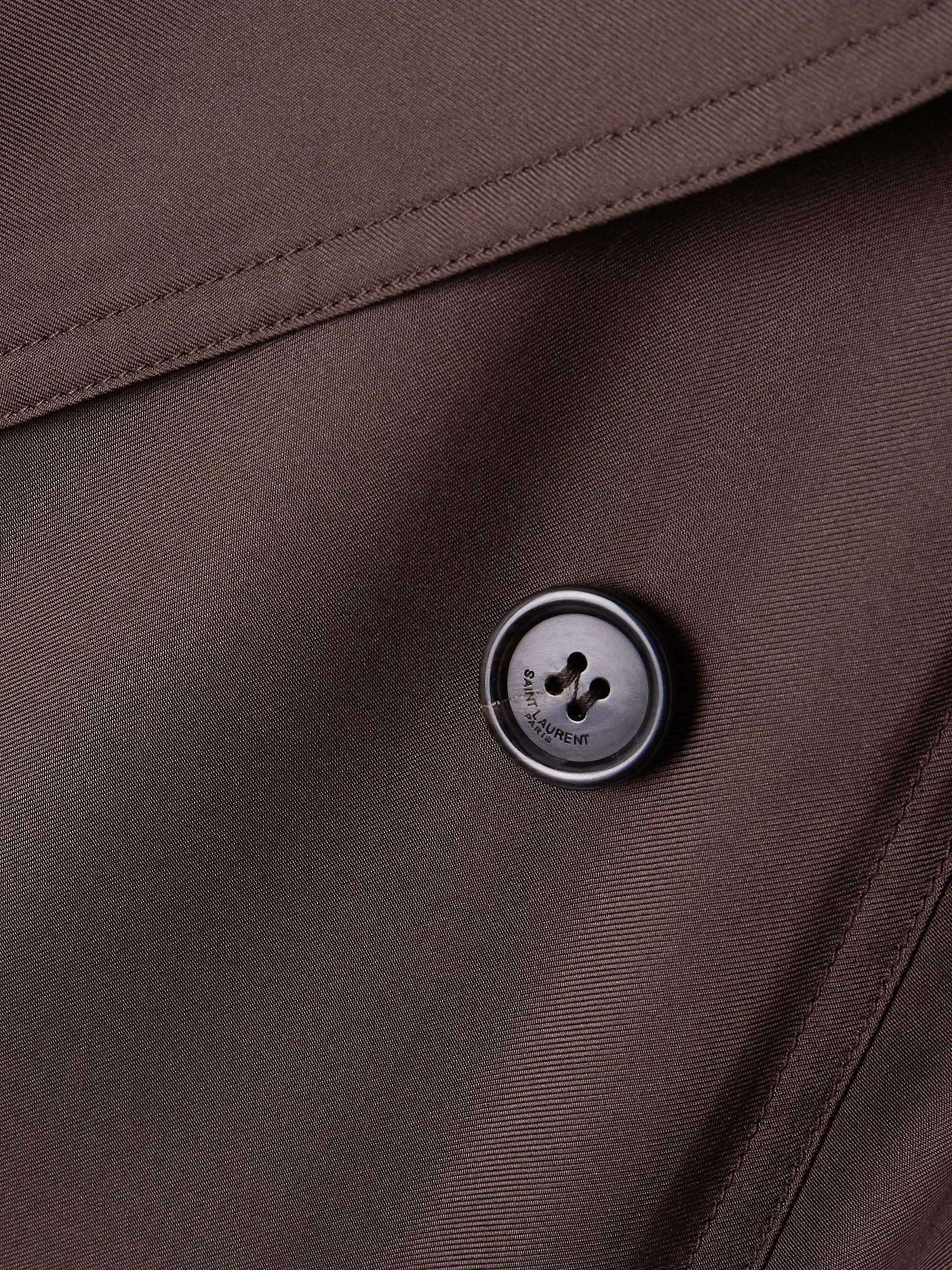Double-breasted belted silk-twill trench coat view
