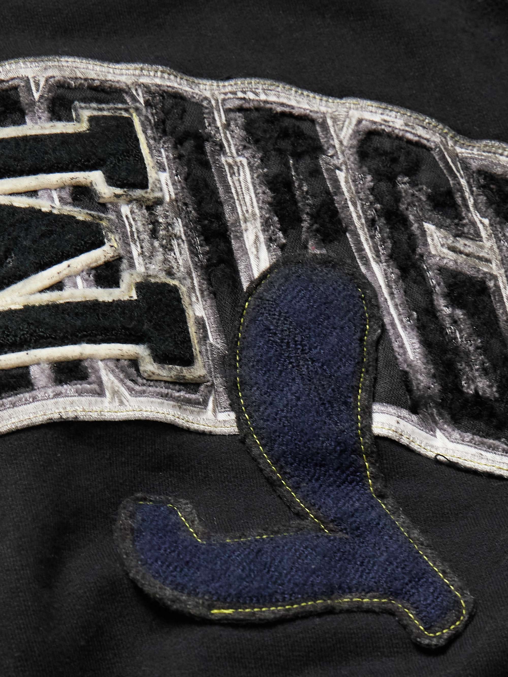 Oversized Distressed Logo-Appliquéd Cotton-Jersey Hoodie view