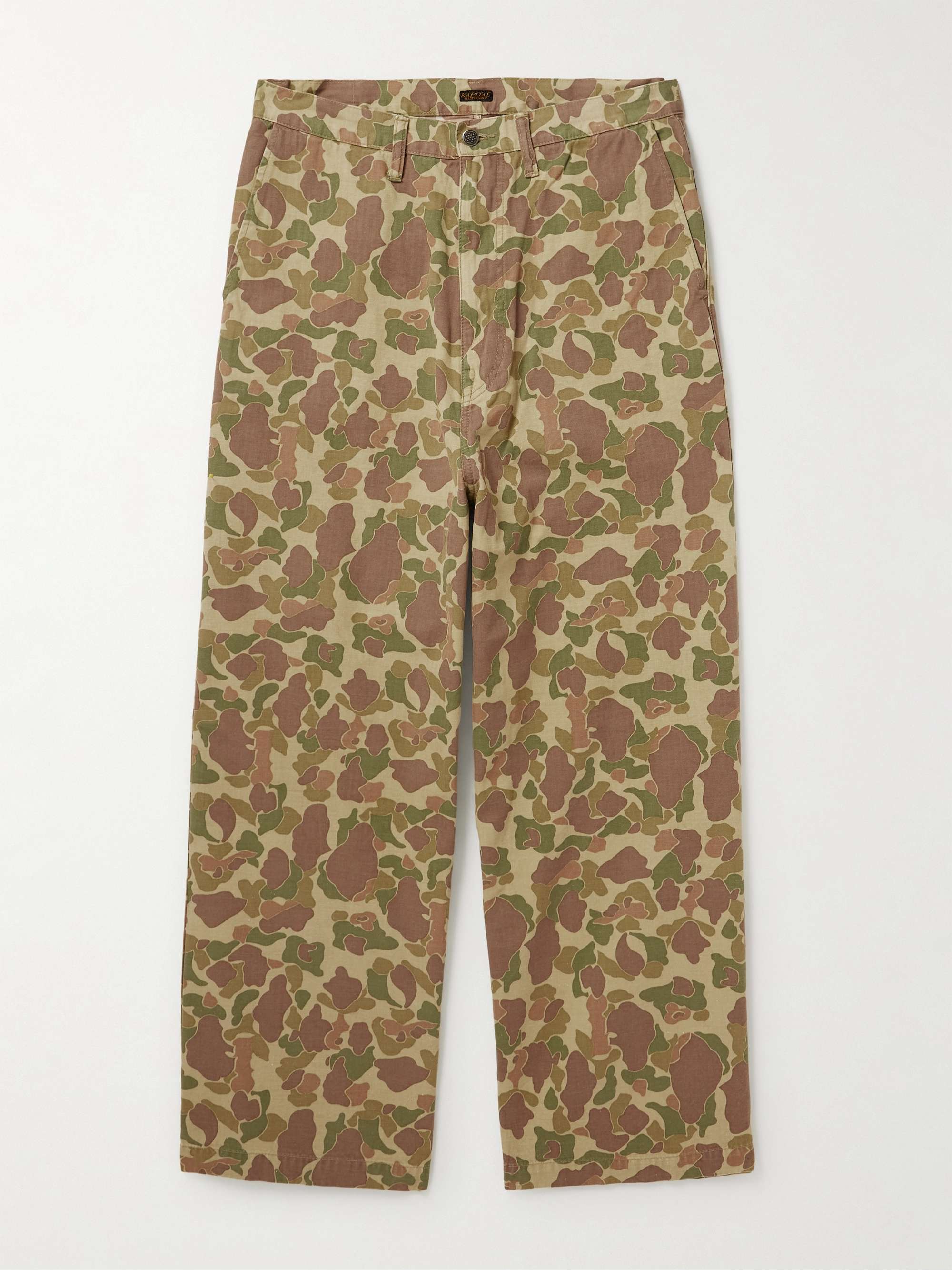 Port Straight-Leg Camouflage-Print Herringbone Cotton Trousers hero visual