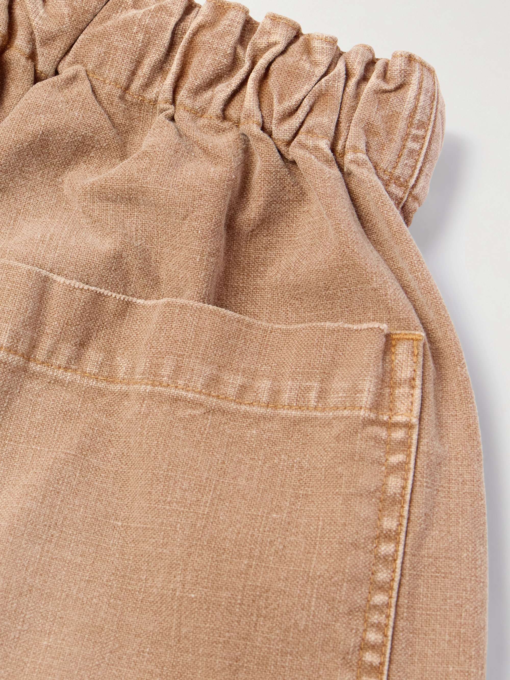 Farmer Wide-Leg Logo-Appliquéd Distressed Cotton Trousers view