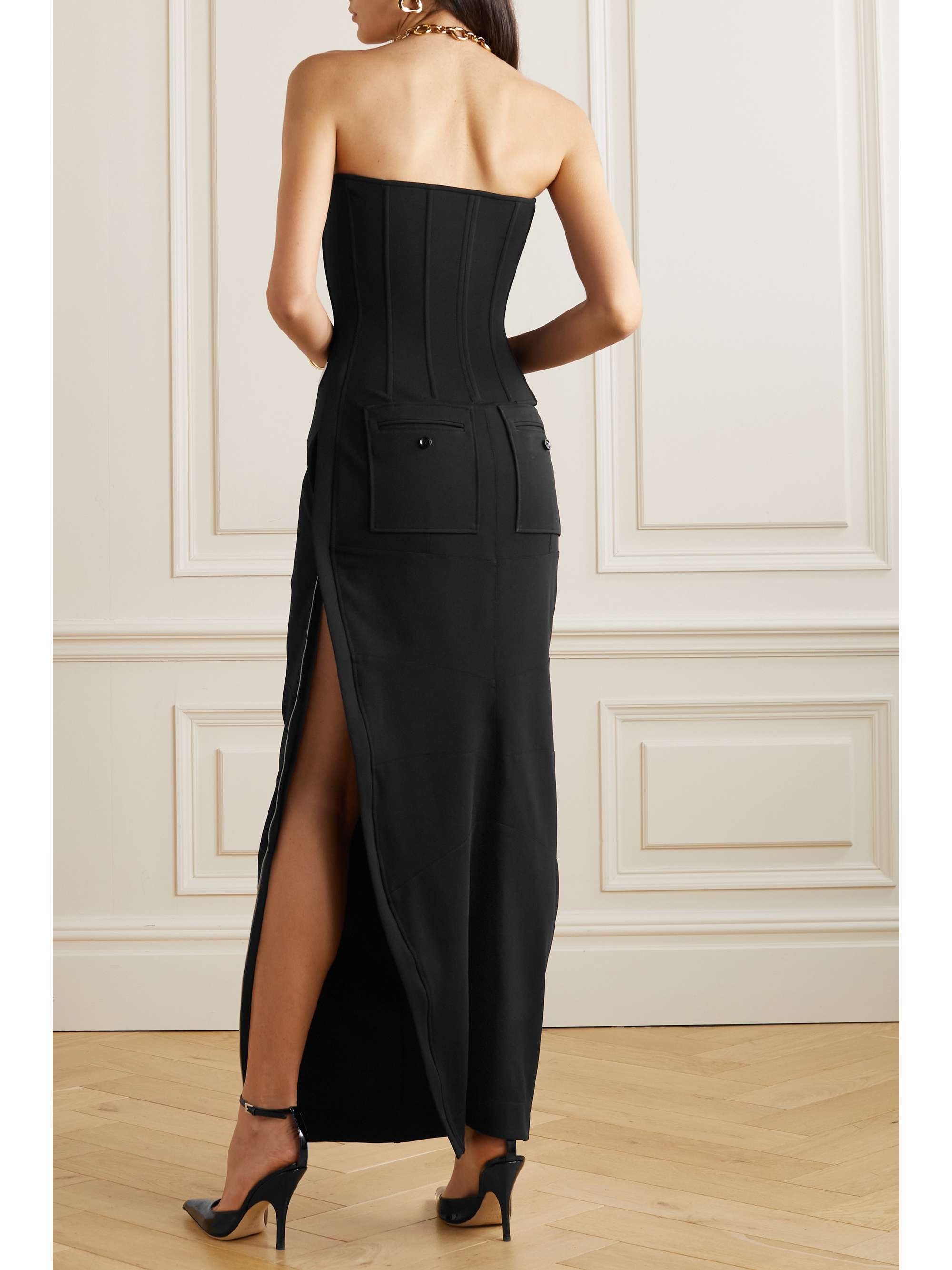 Kim zip-detailed stretch-crepe bustier maxi dress view