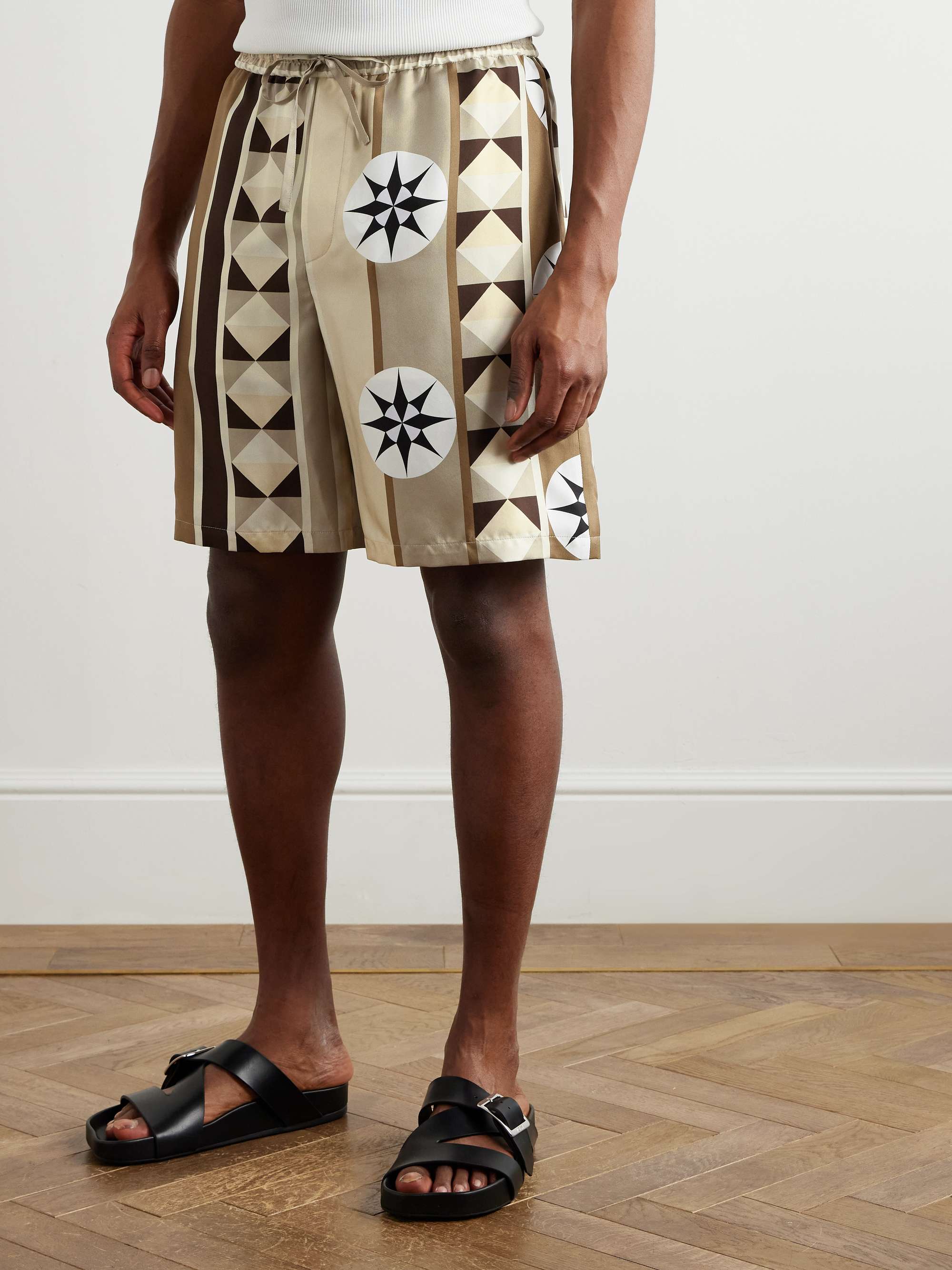 + Paula's Ibiza Straight-Leg Printed Silk Drawstring Shorts view