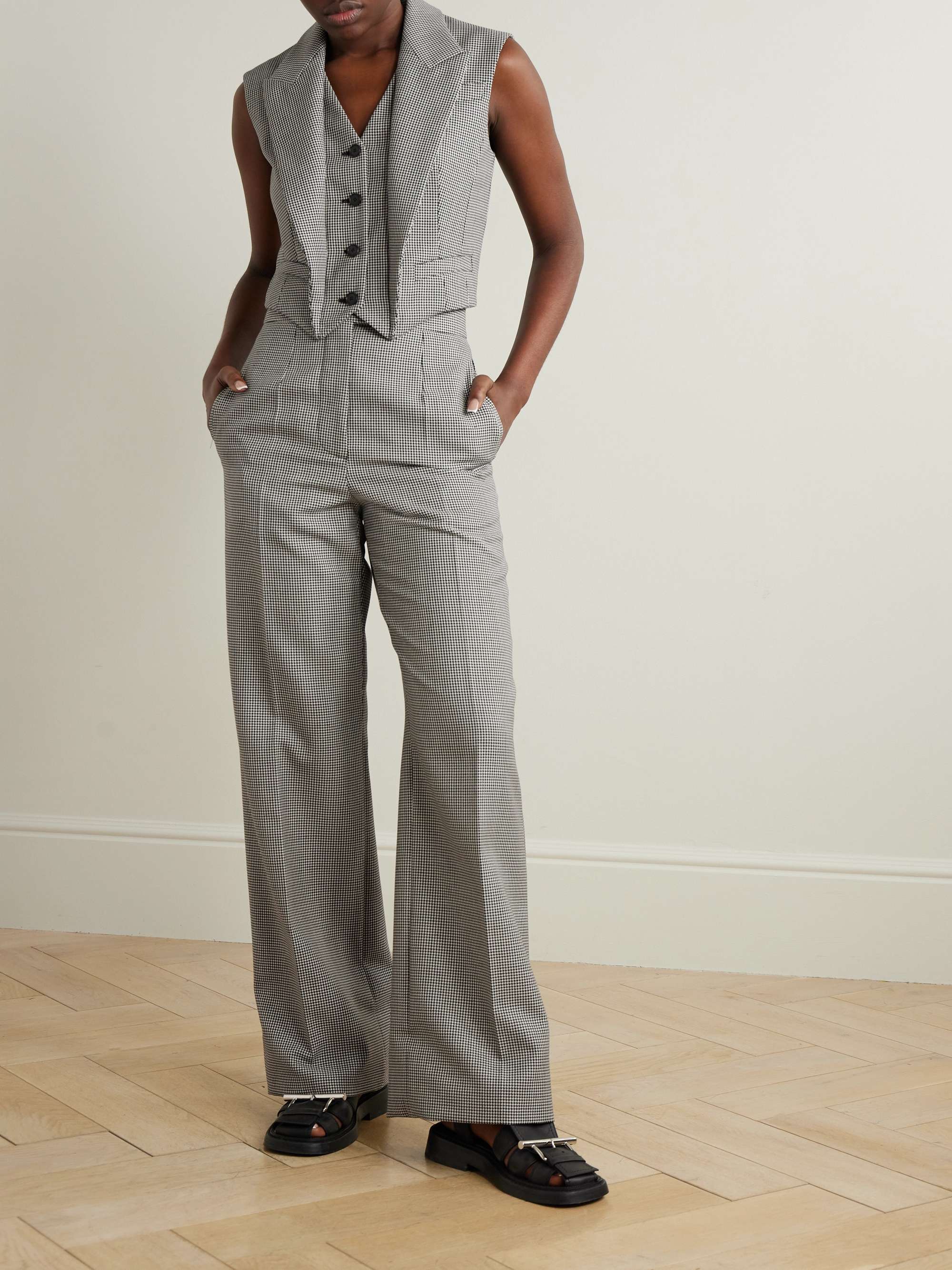 Houndstooth wool and mohair-blend vest view